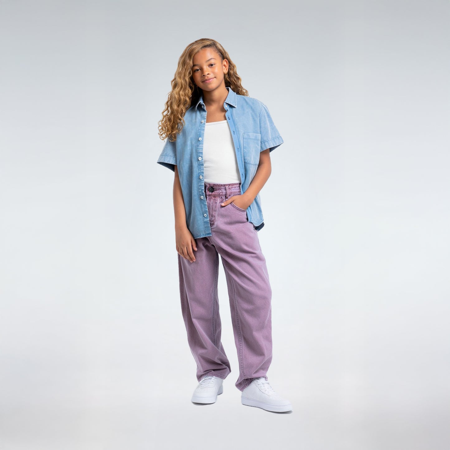wide leg washed effect jeans