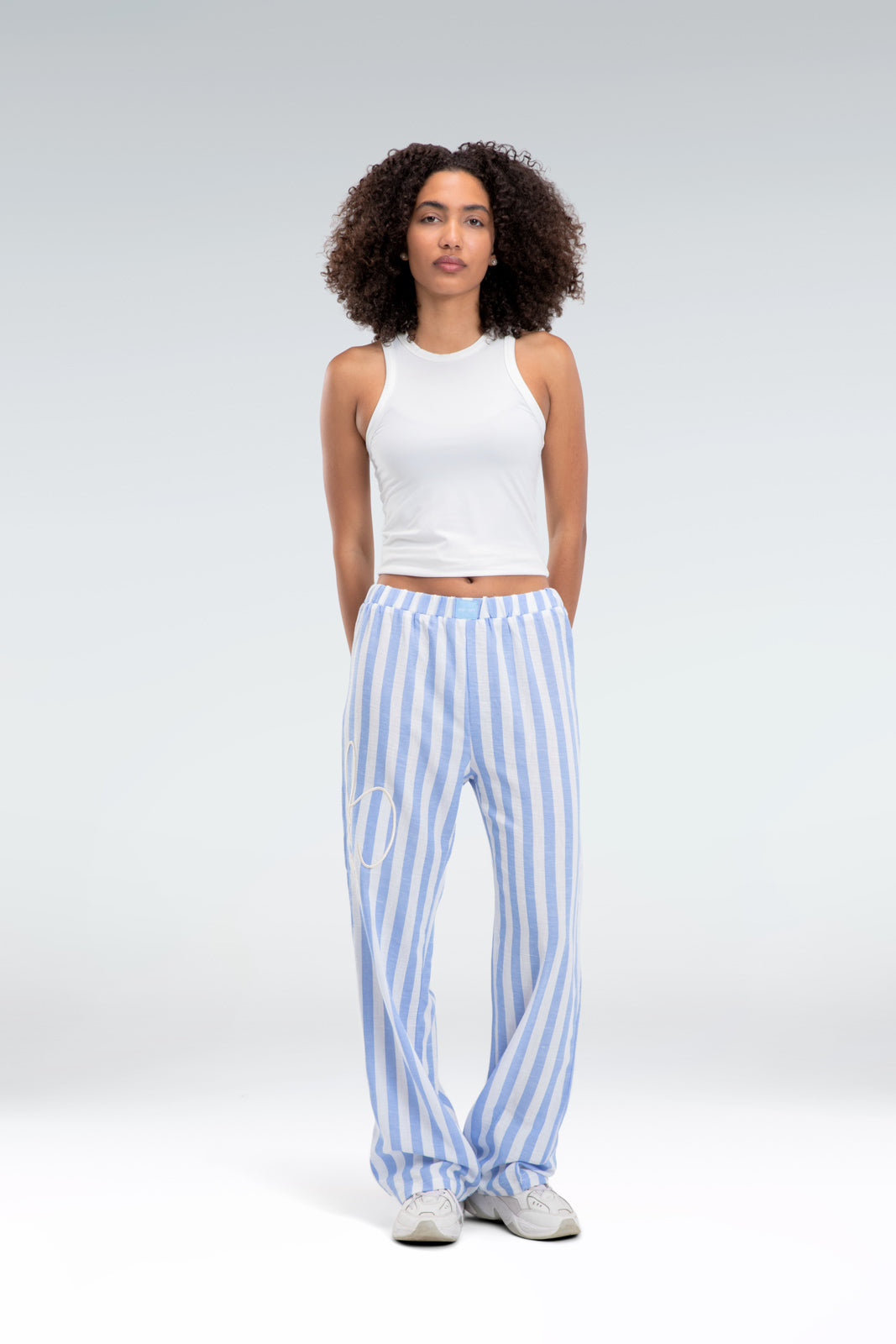 blend linen striped pant