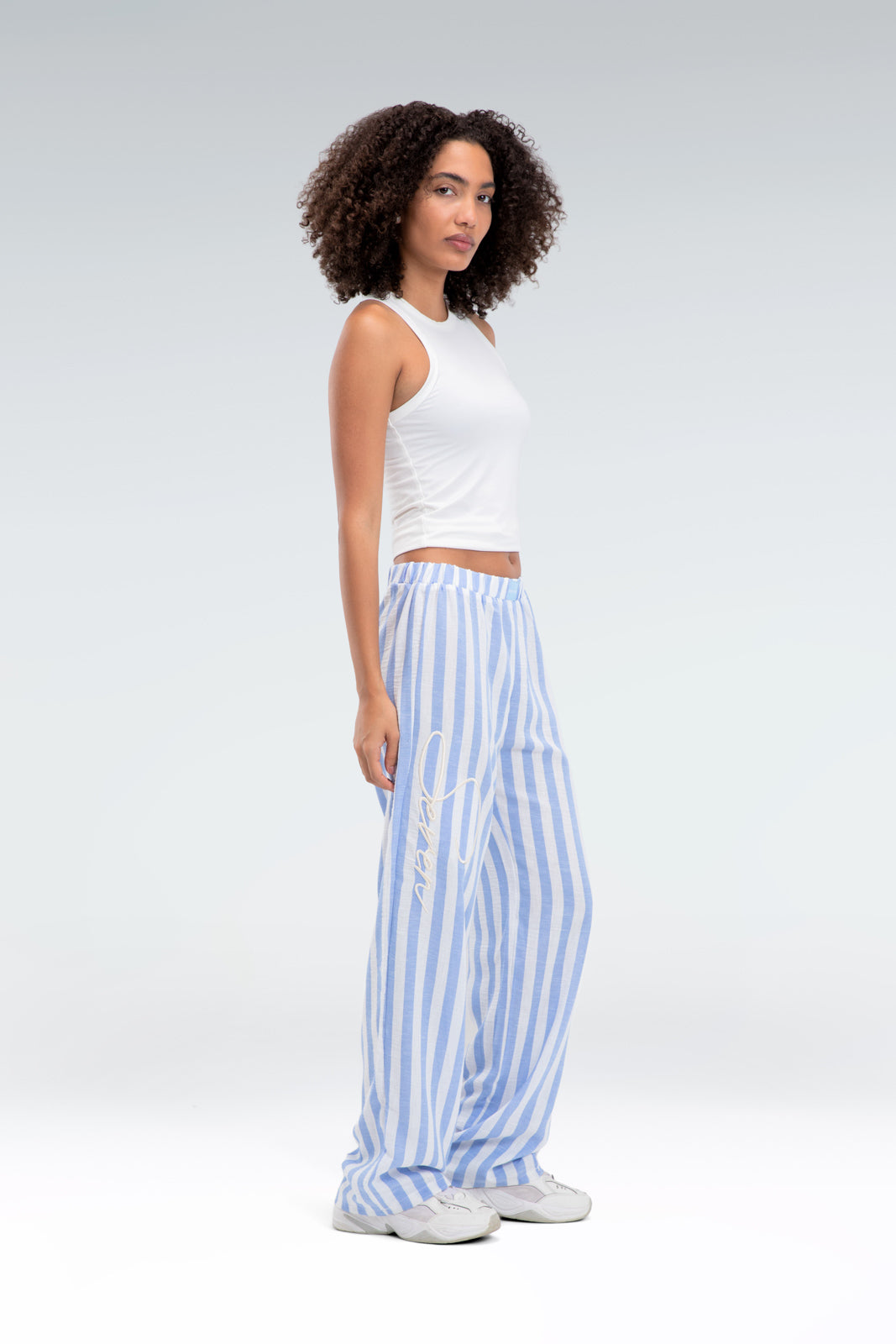 blend linen striped pant
