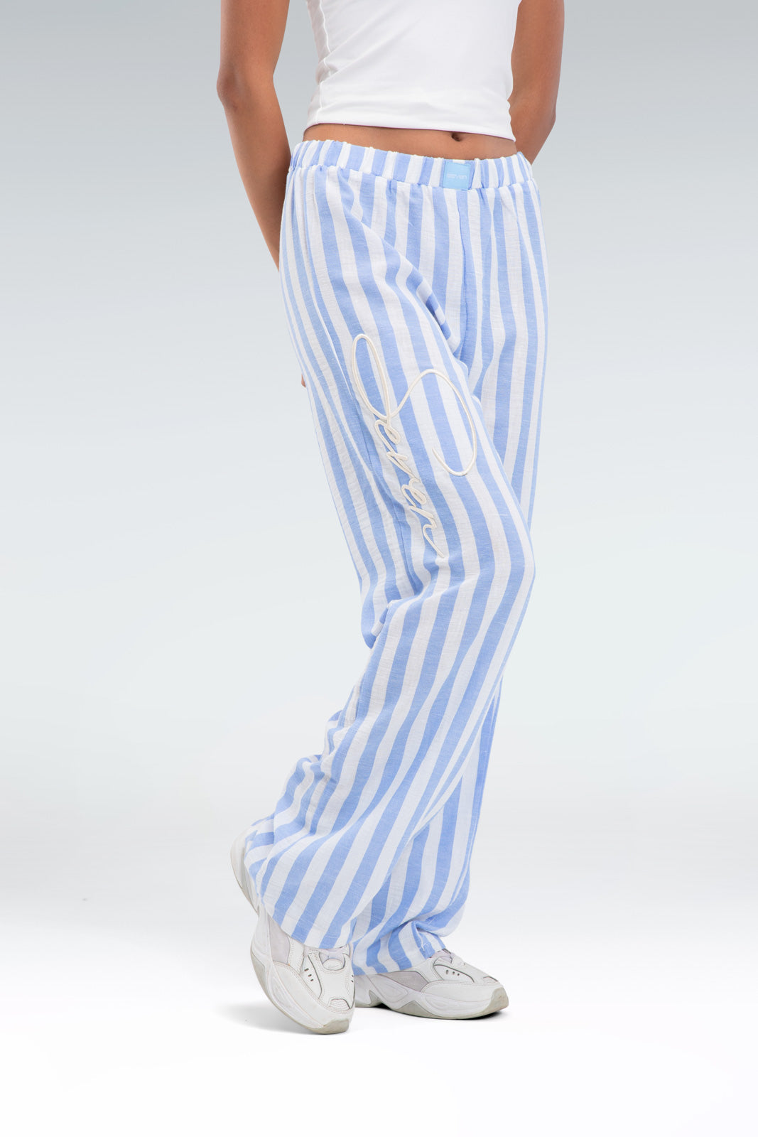 blend linen striped pant