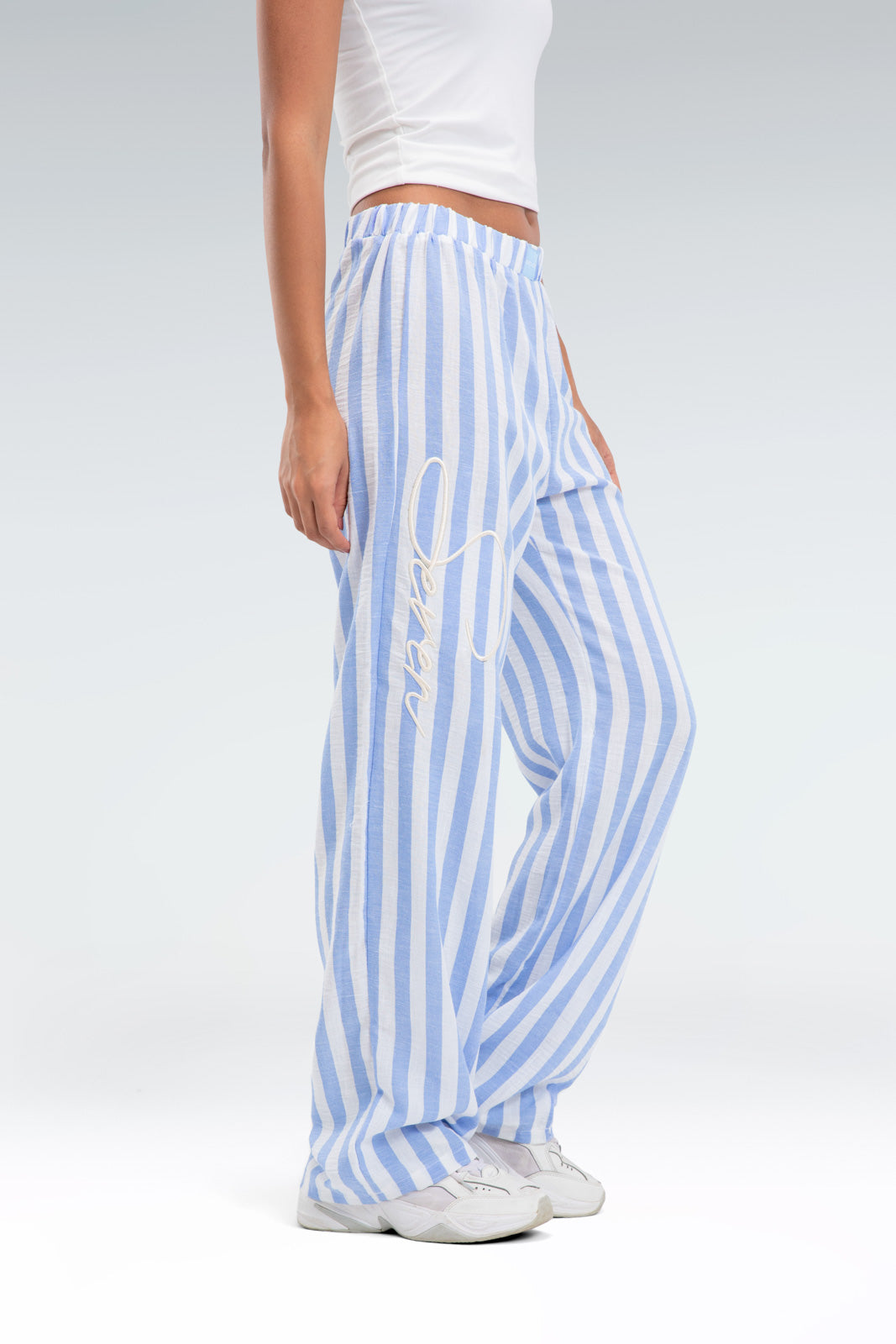 blend linen striped pant