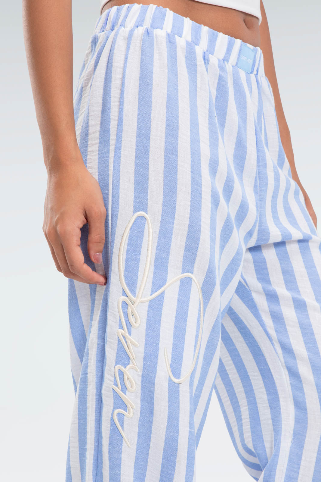 blend linen striped pant