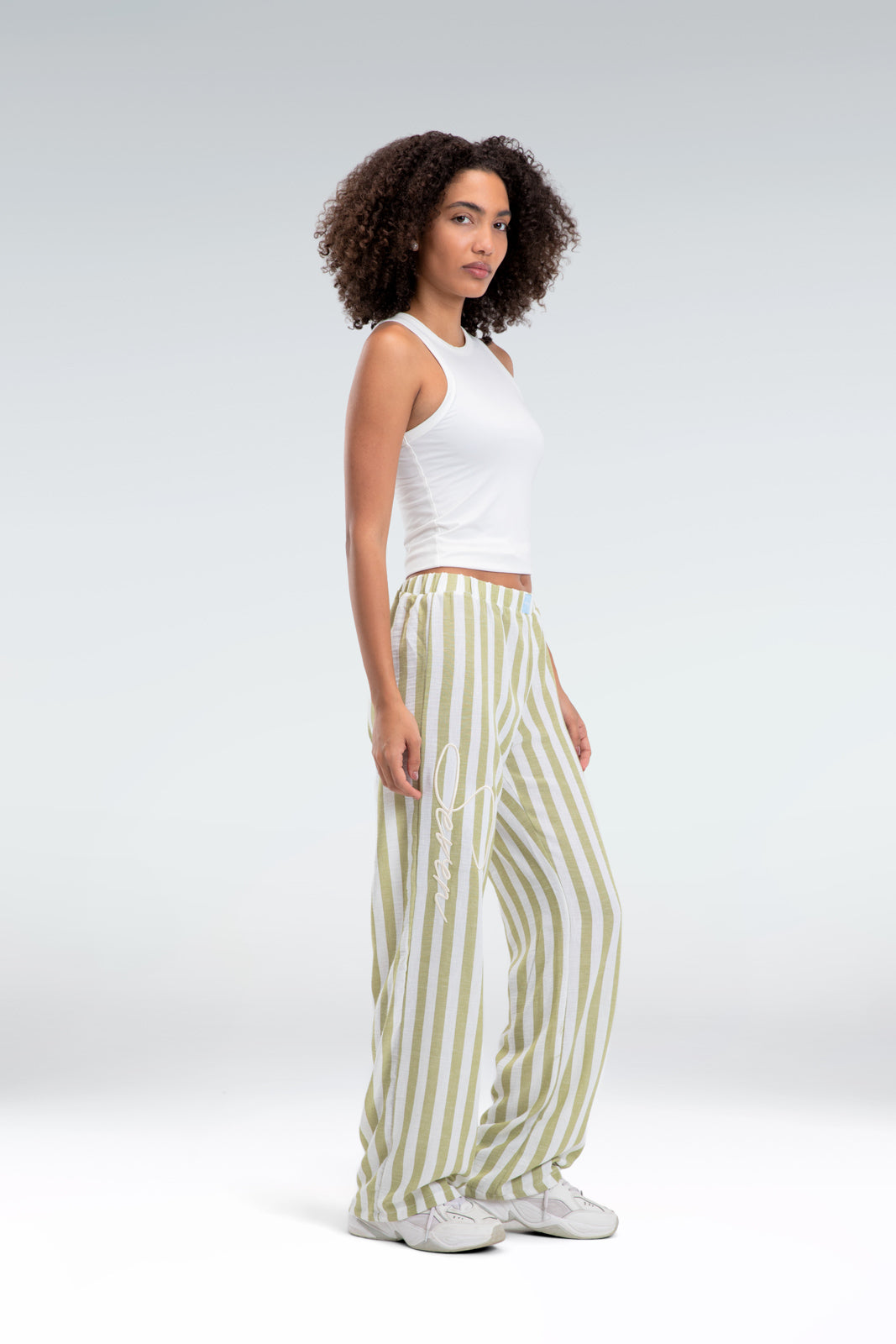 blend linen striped pant