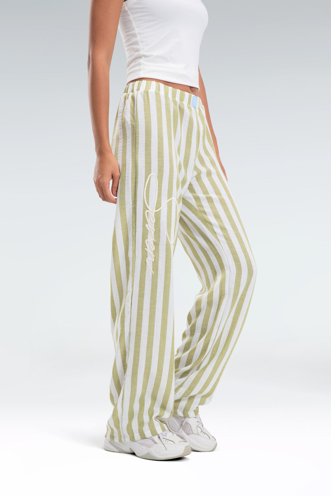 blend linen striped pant