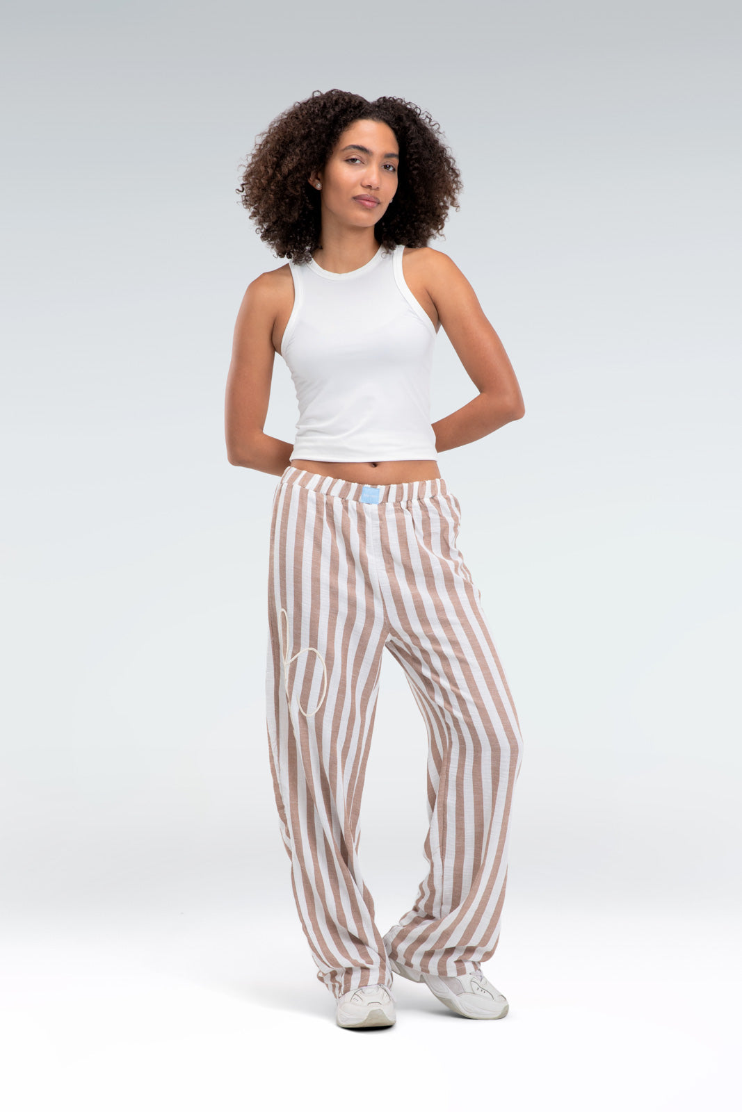 blend linen striped pant