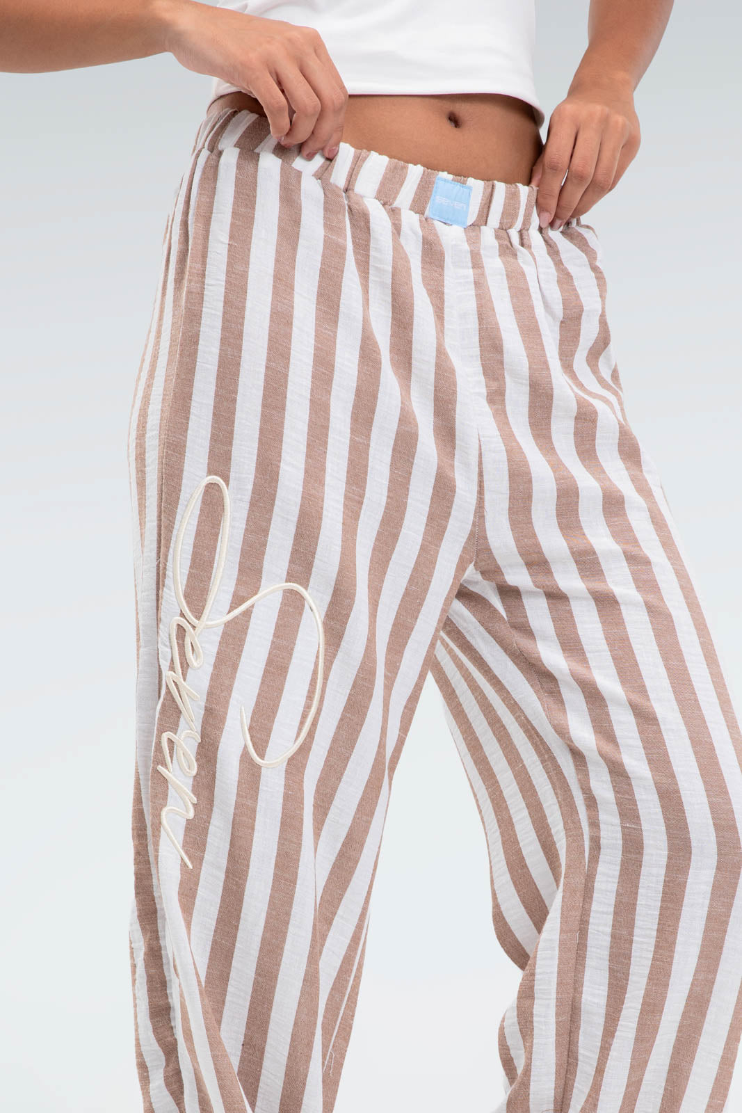 blend linen striped pant