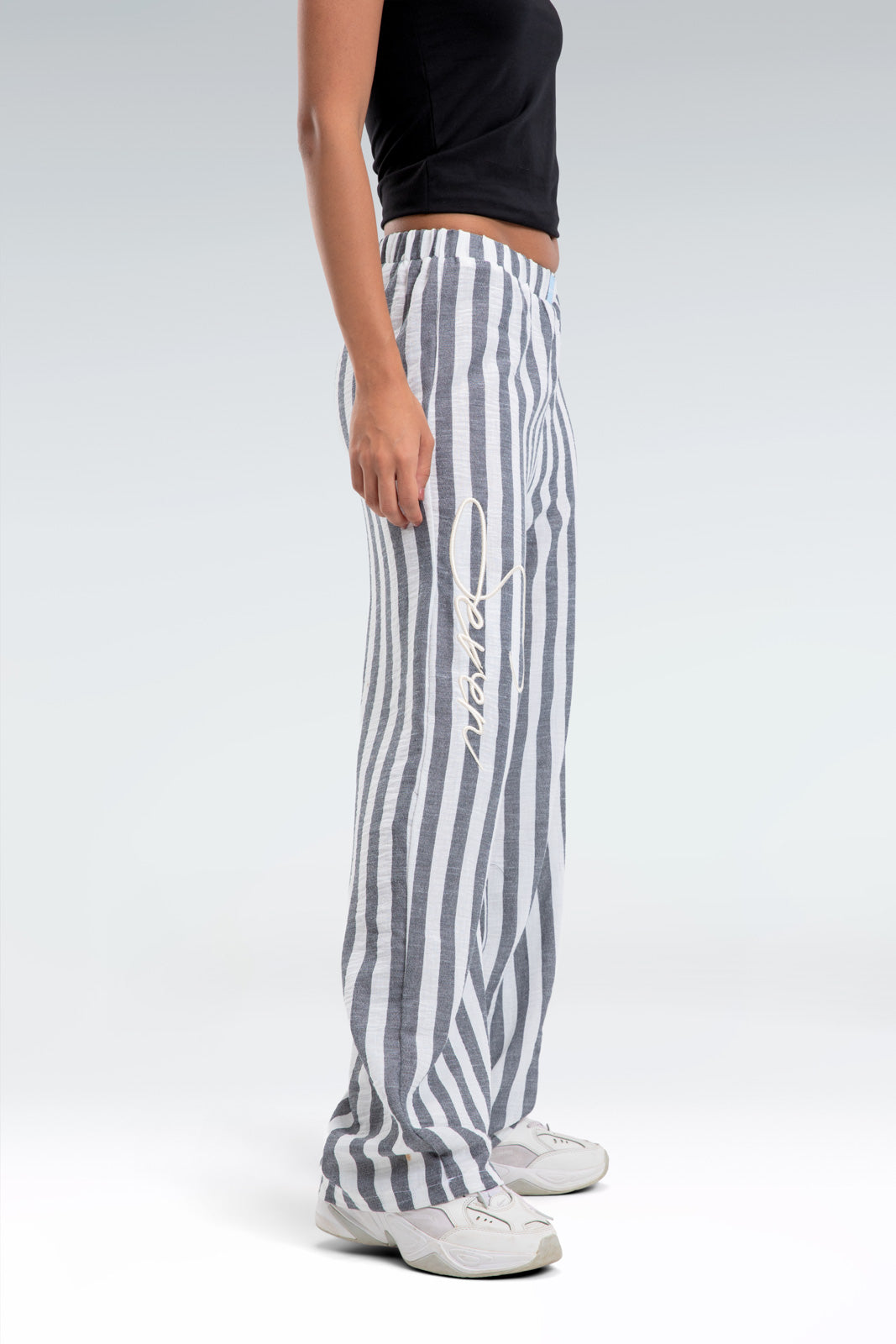 blend linen striped pant