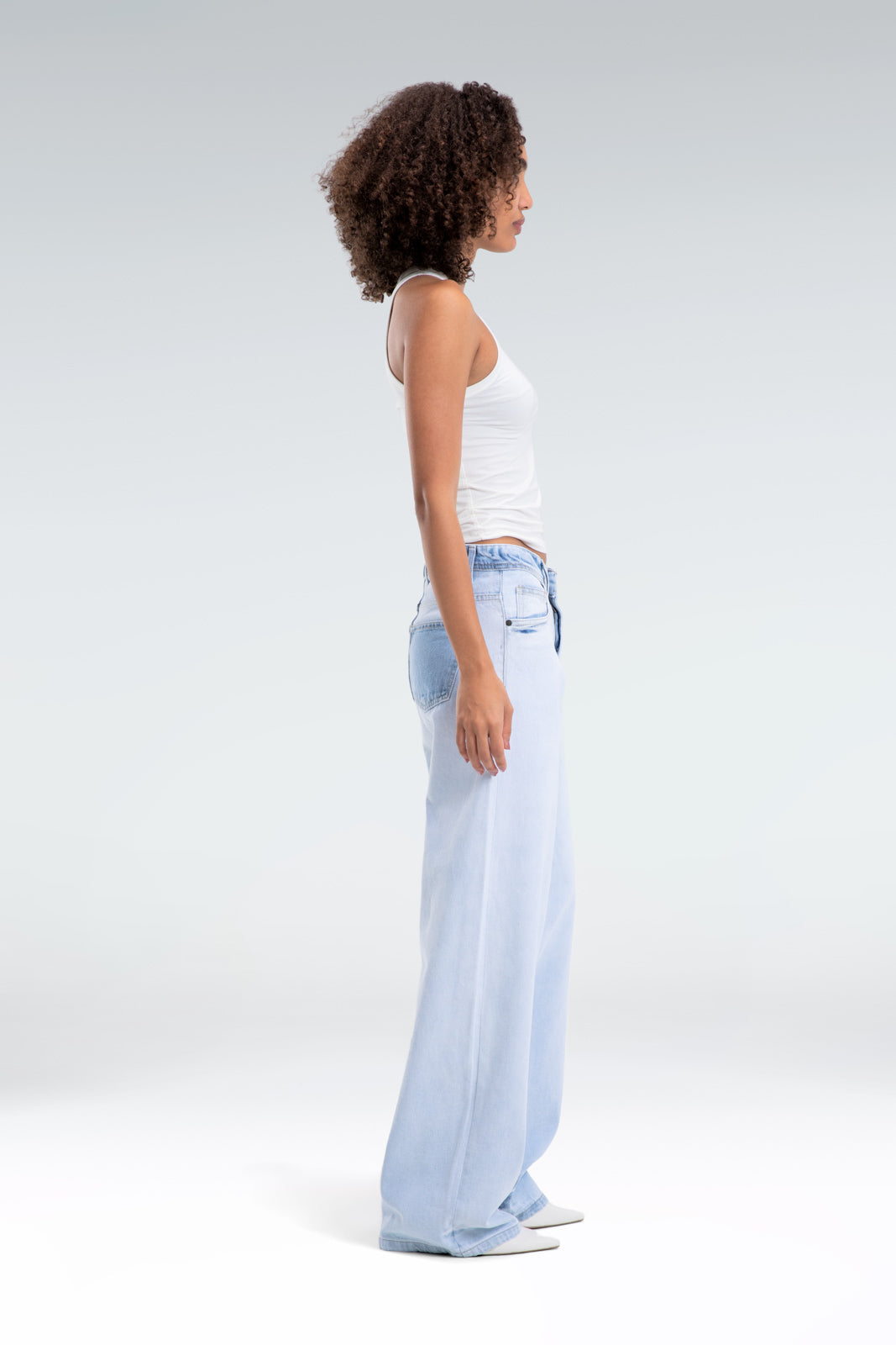 wide leg washed effect jeans