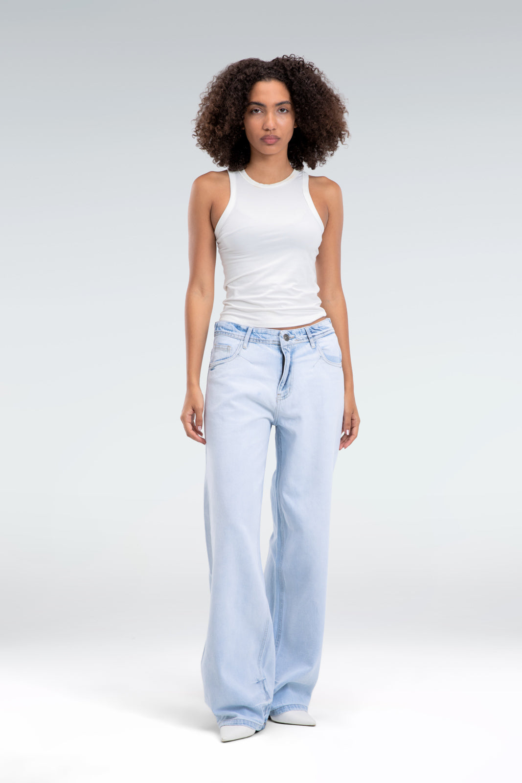 wide leg washed effect jeans
