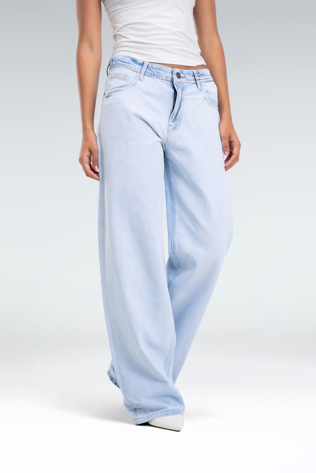 wide leg washed effect jeans