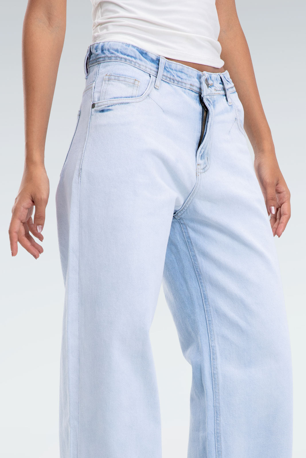 wide leg washed effect jeans