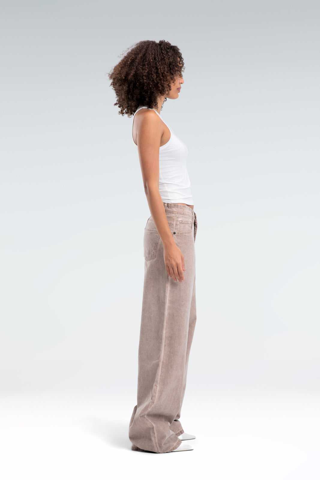 wide leg washed effect jeans
