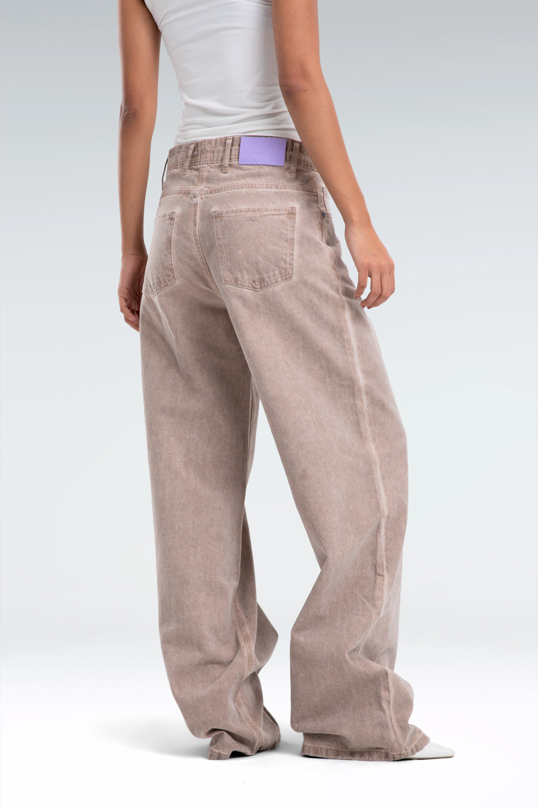 wide leg washed effect jeans