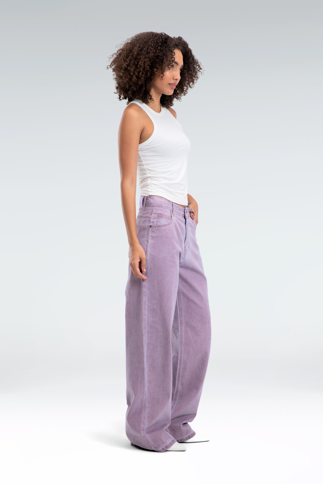 wide leg washed effect jeans
