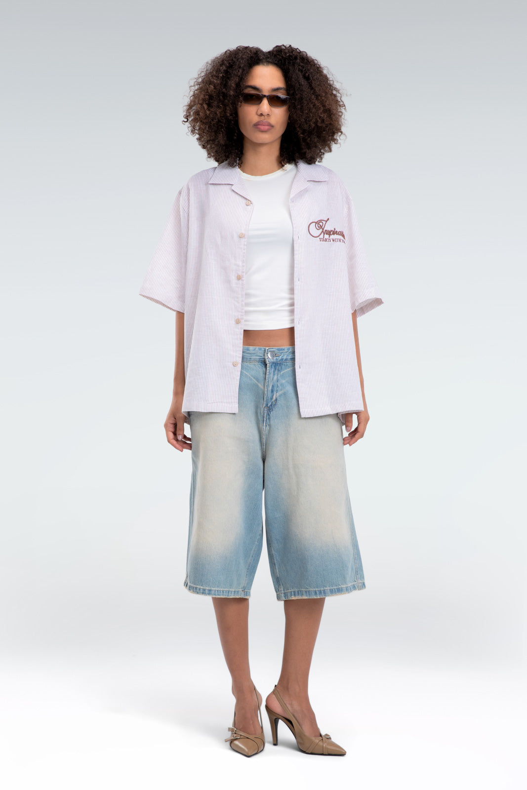 striped embroidered shirt