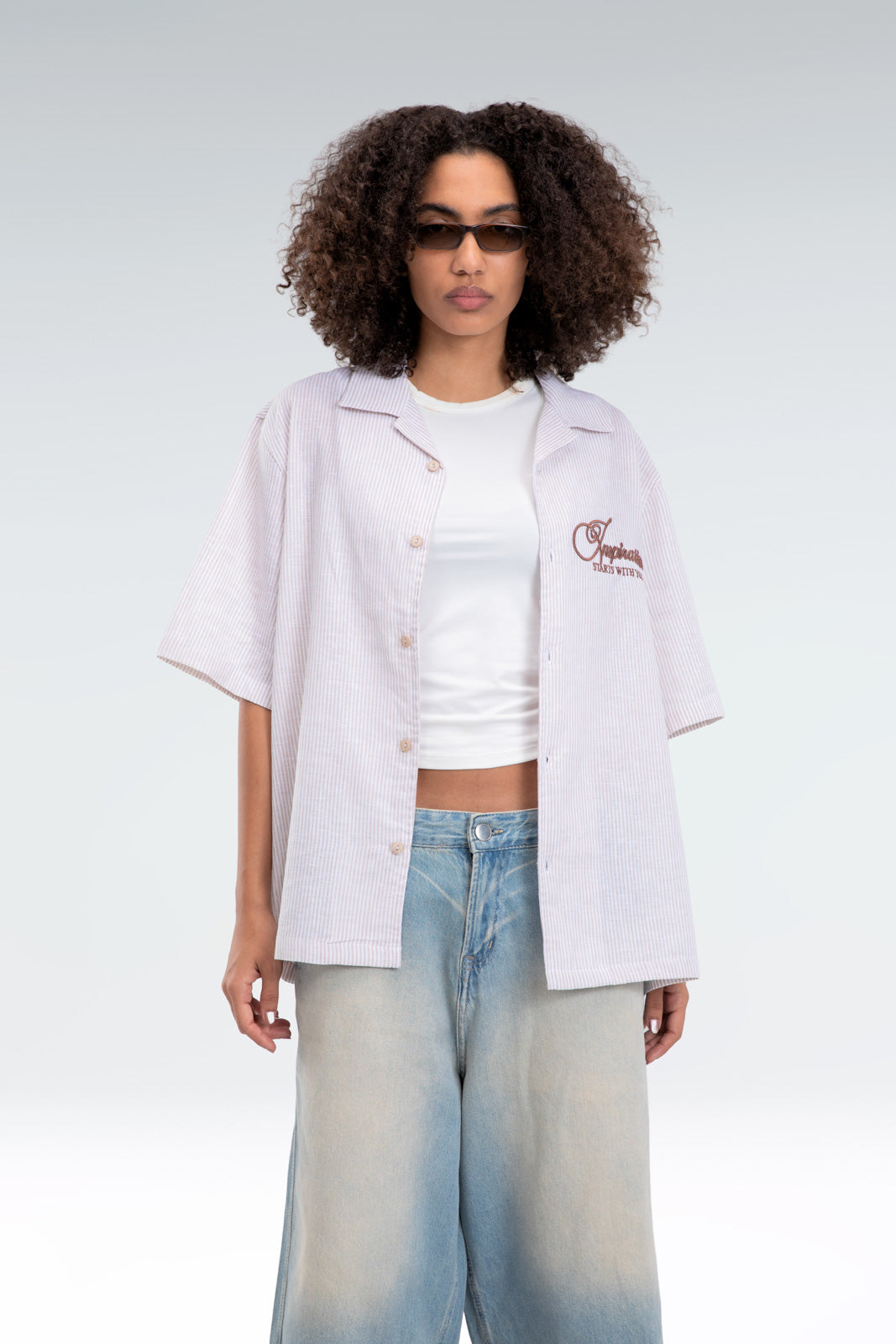 striped embroidered shirt