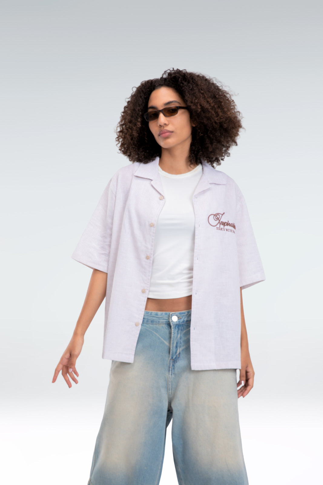 striped embroidered shirt