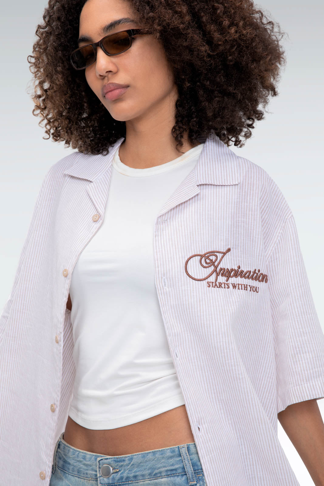 striped embroidered shirt