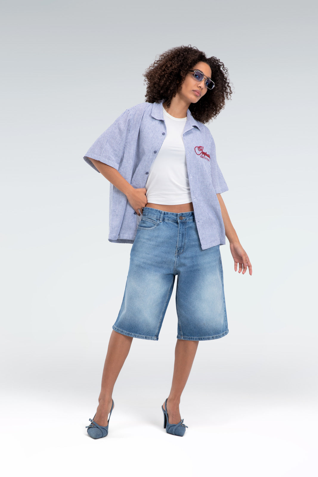 striped embroidered shirt