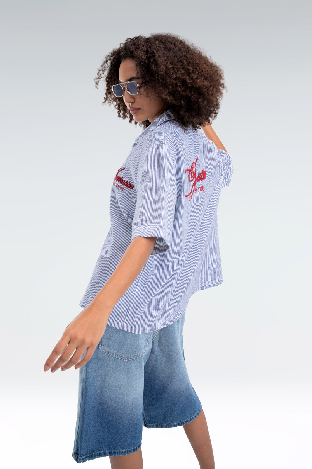 striped embroidered shirt