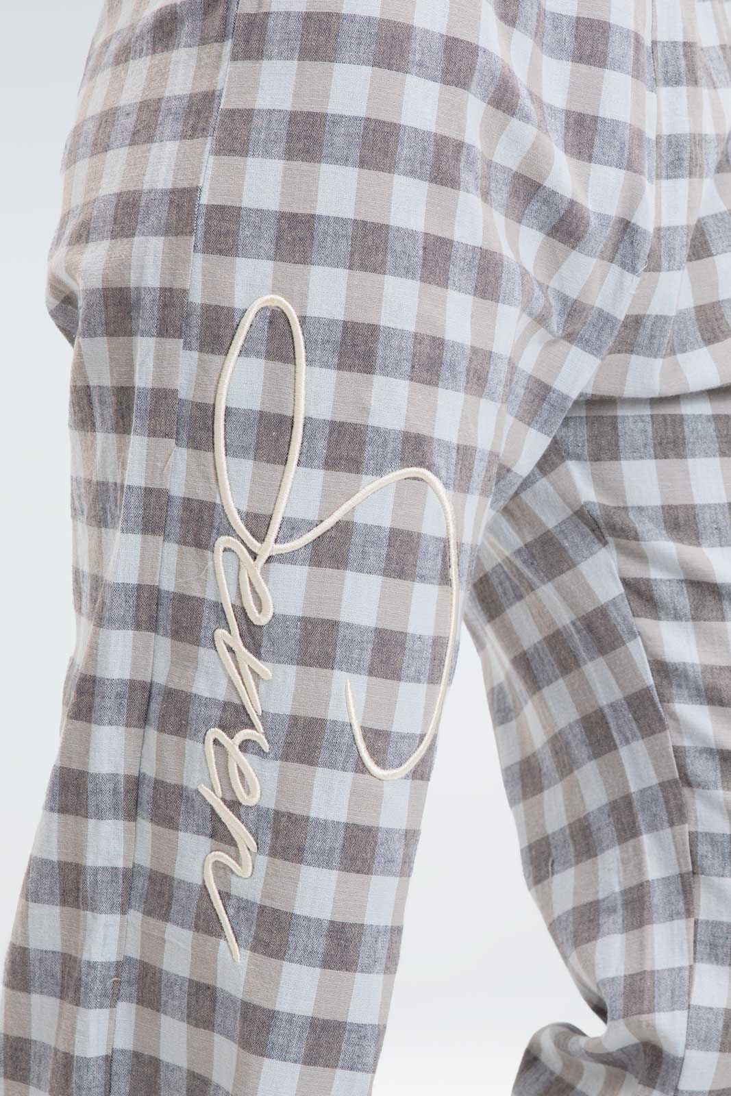 cotton linen checkered pants