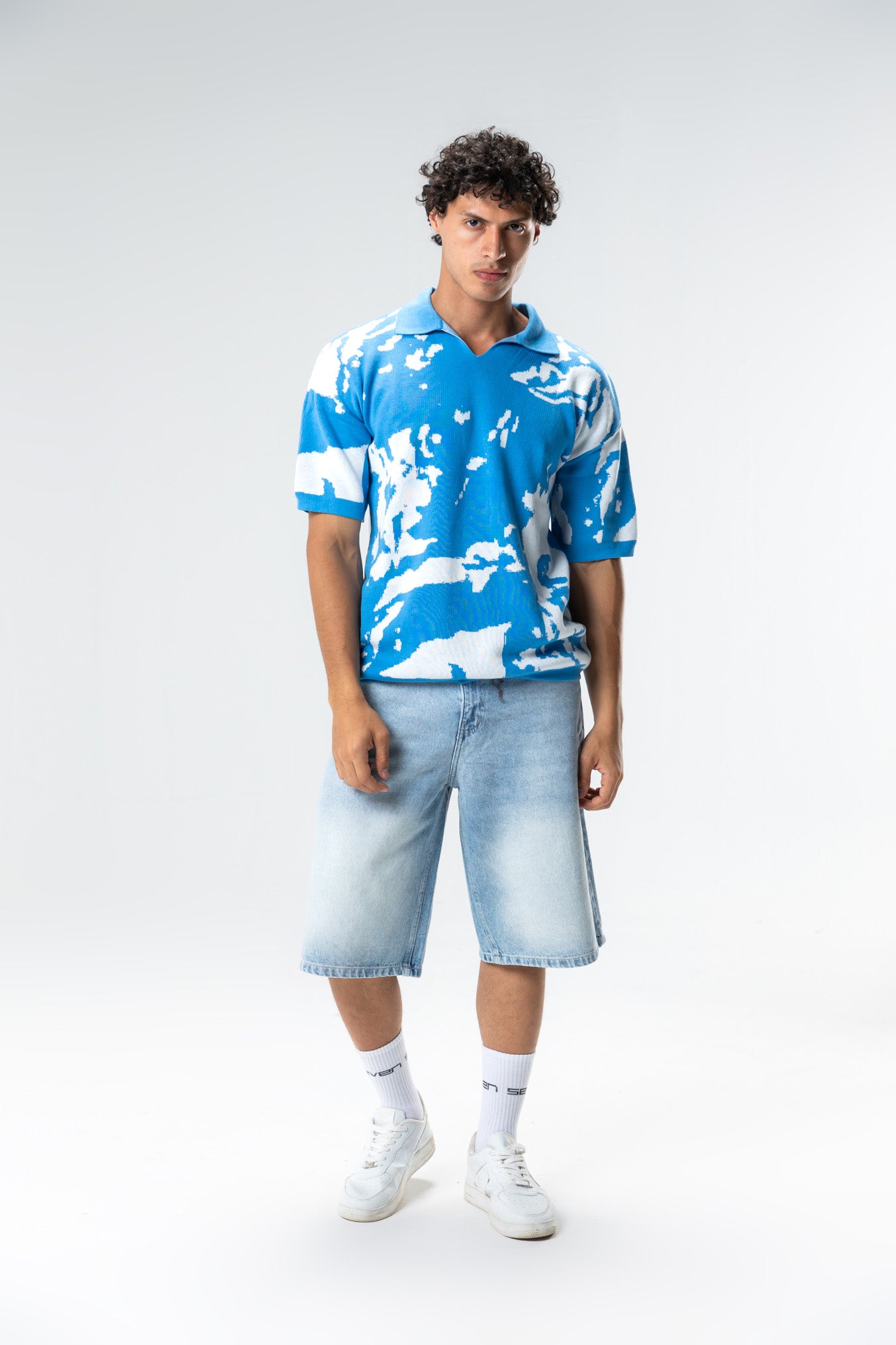 graphic knit polo shirt