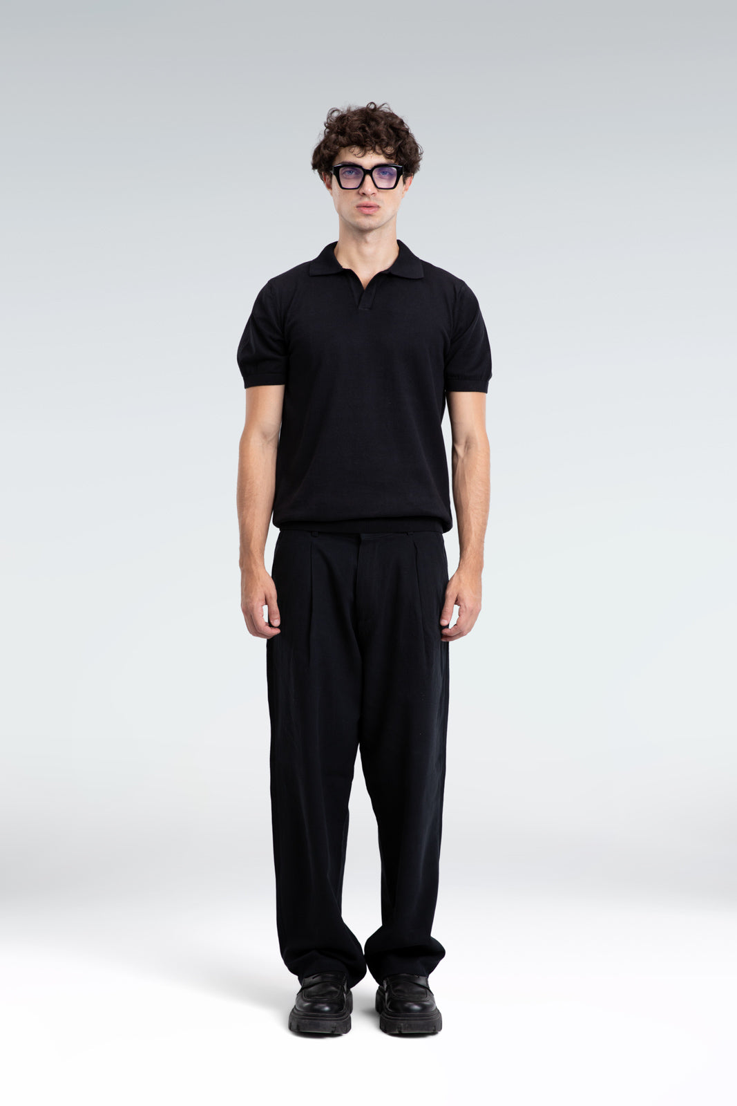 basic knit polo shirt
