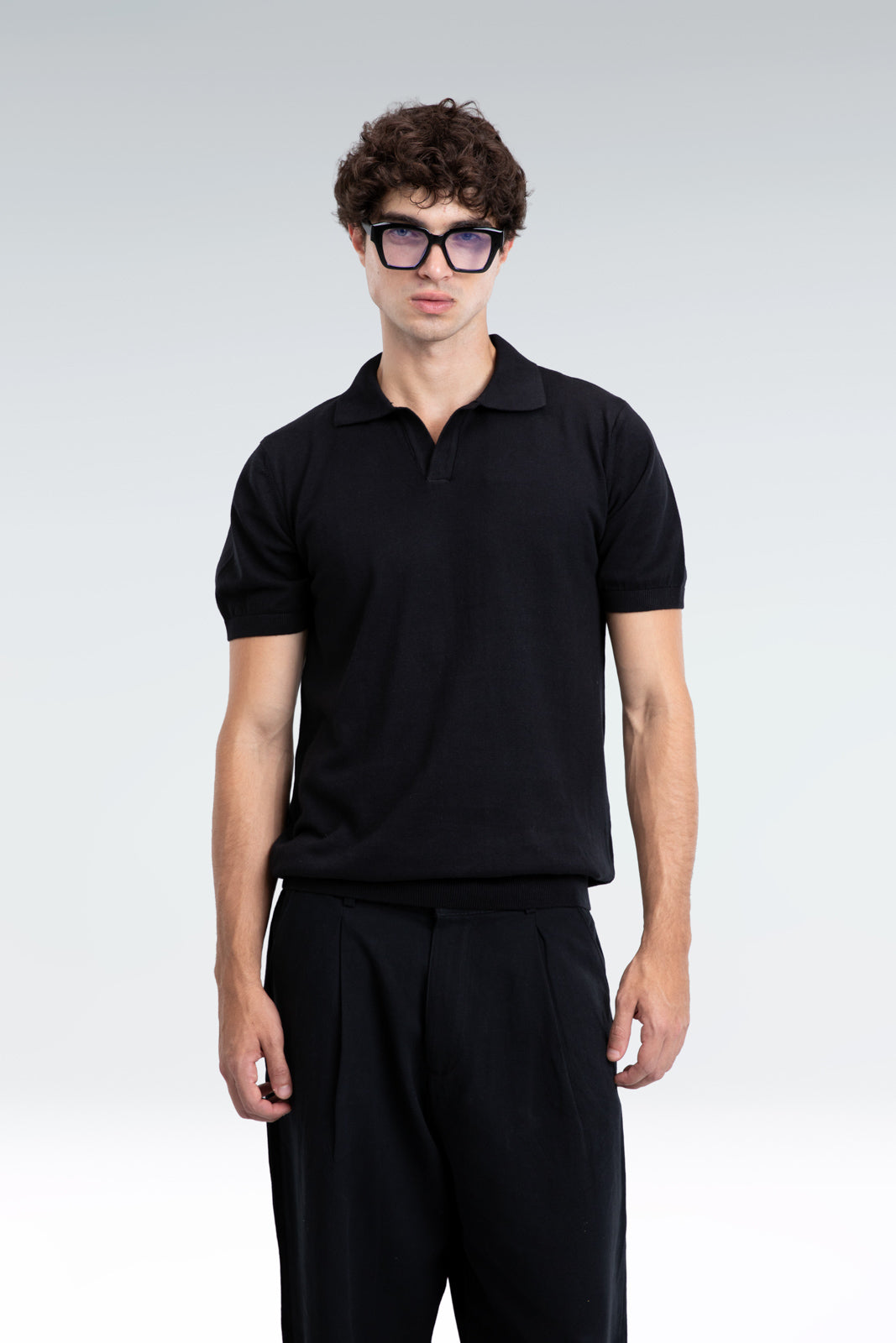 basic knit polo shirt
