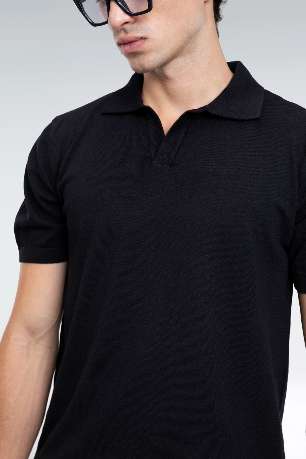 basic knit polo shirt