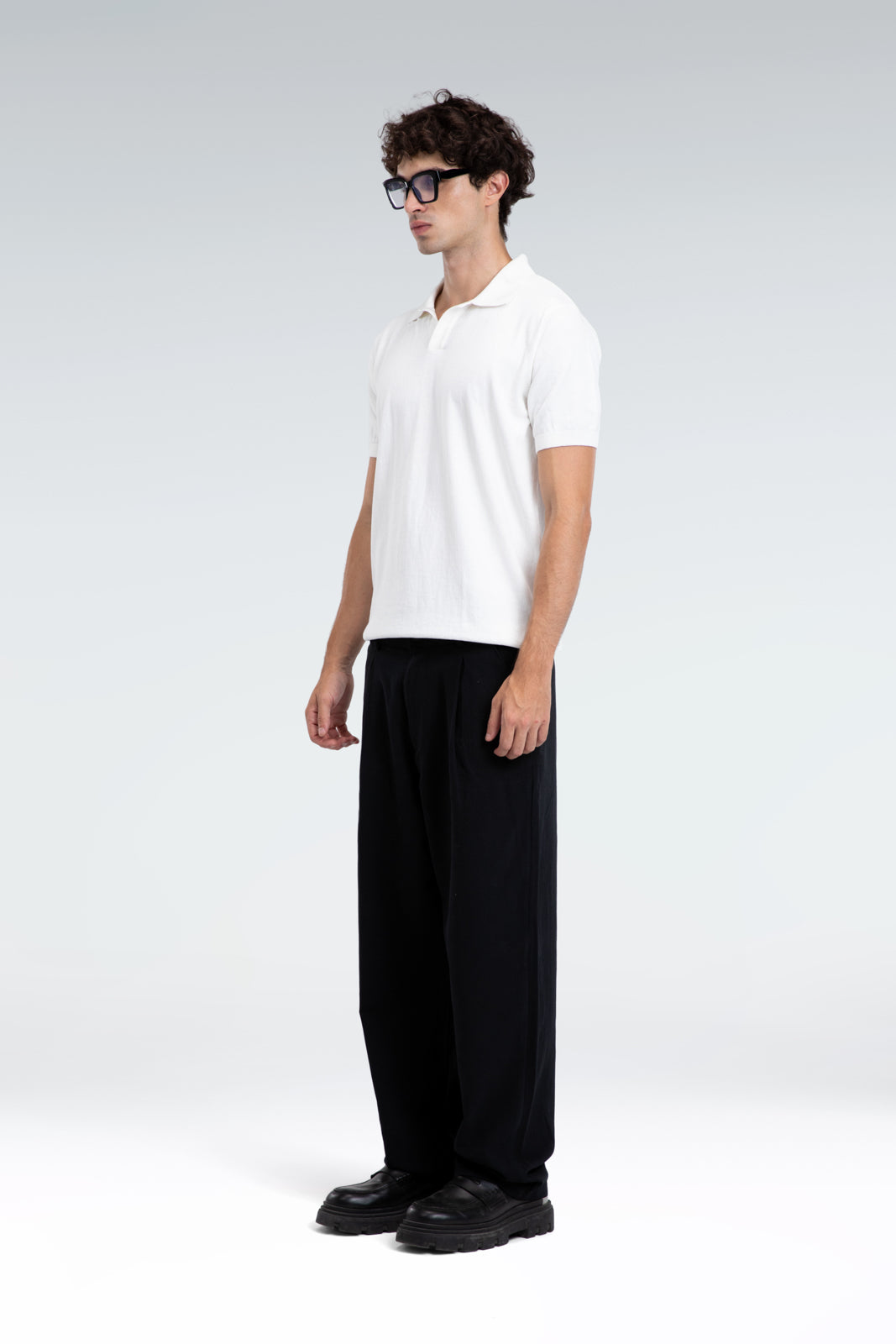 basic knit polo shirt