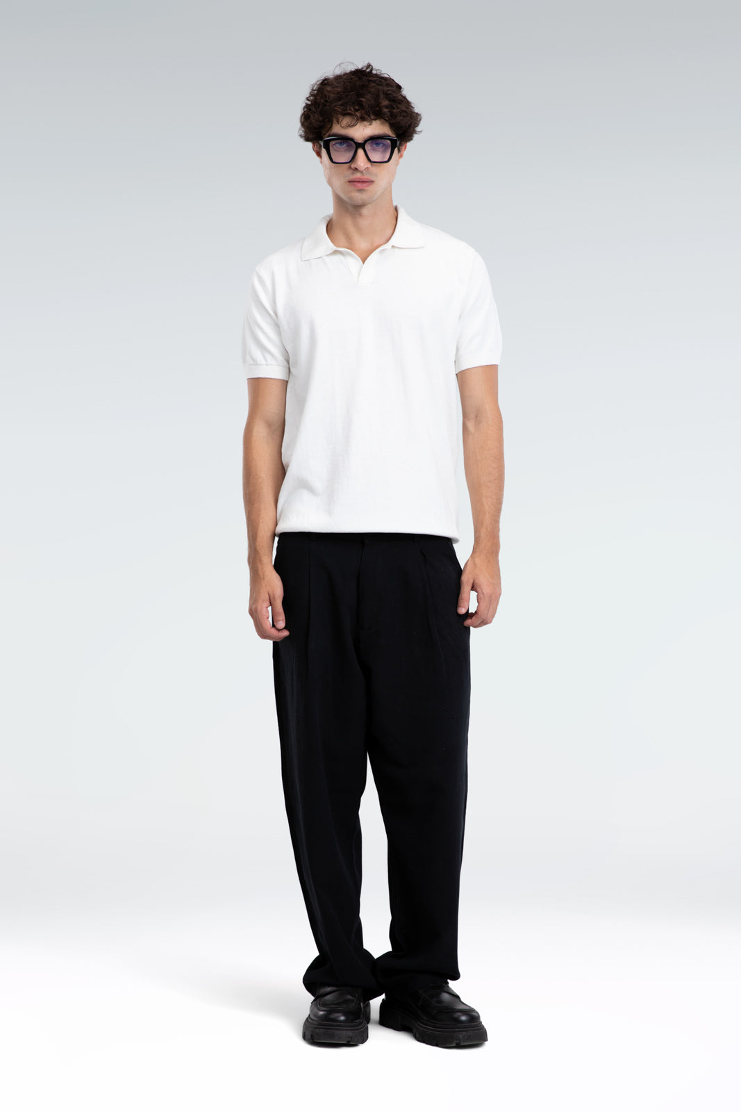 basic knit polo shirt
