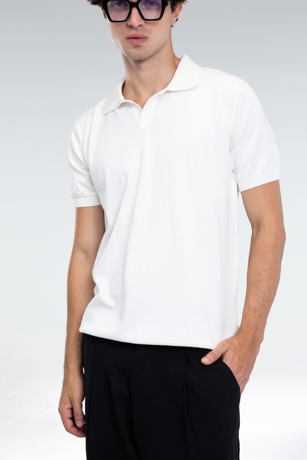 basic knit polo shirt
