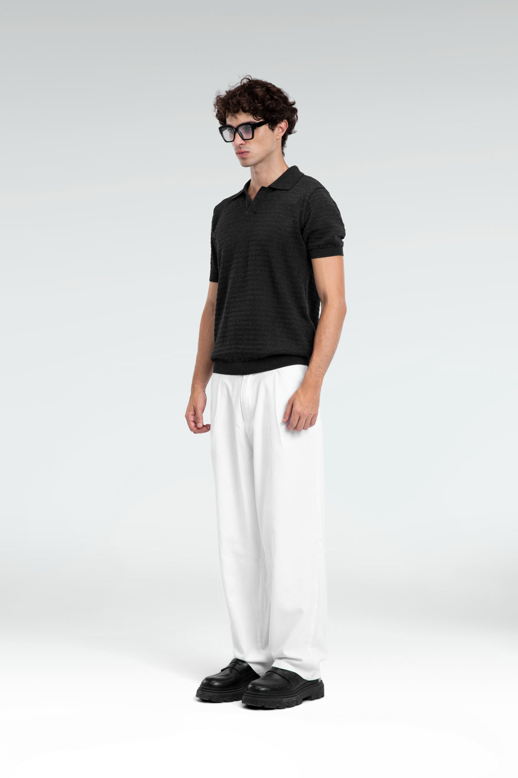 open work polo shirt