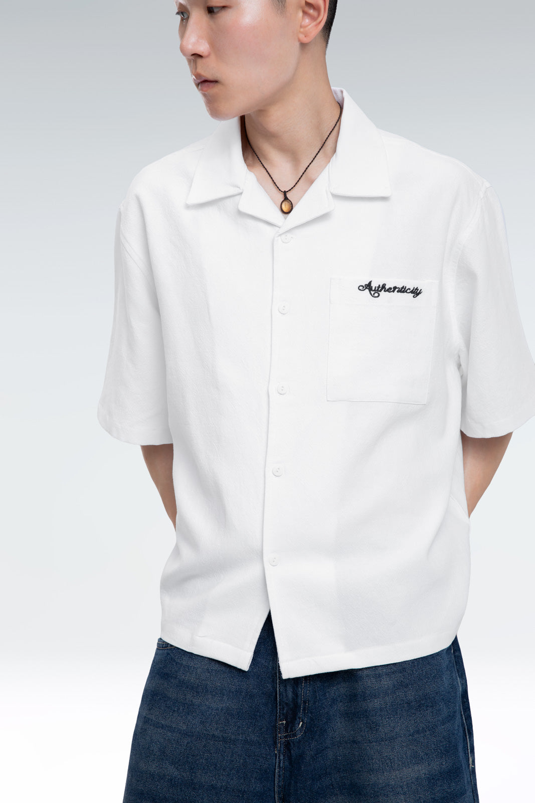 cotton linen embroidered shirt