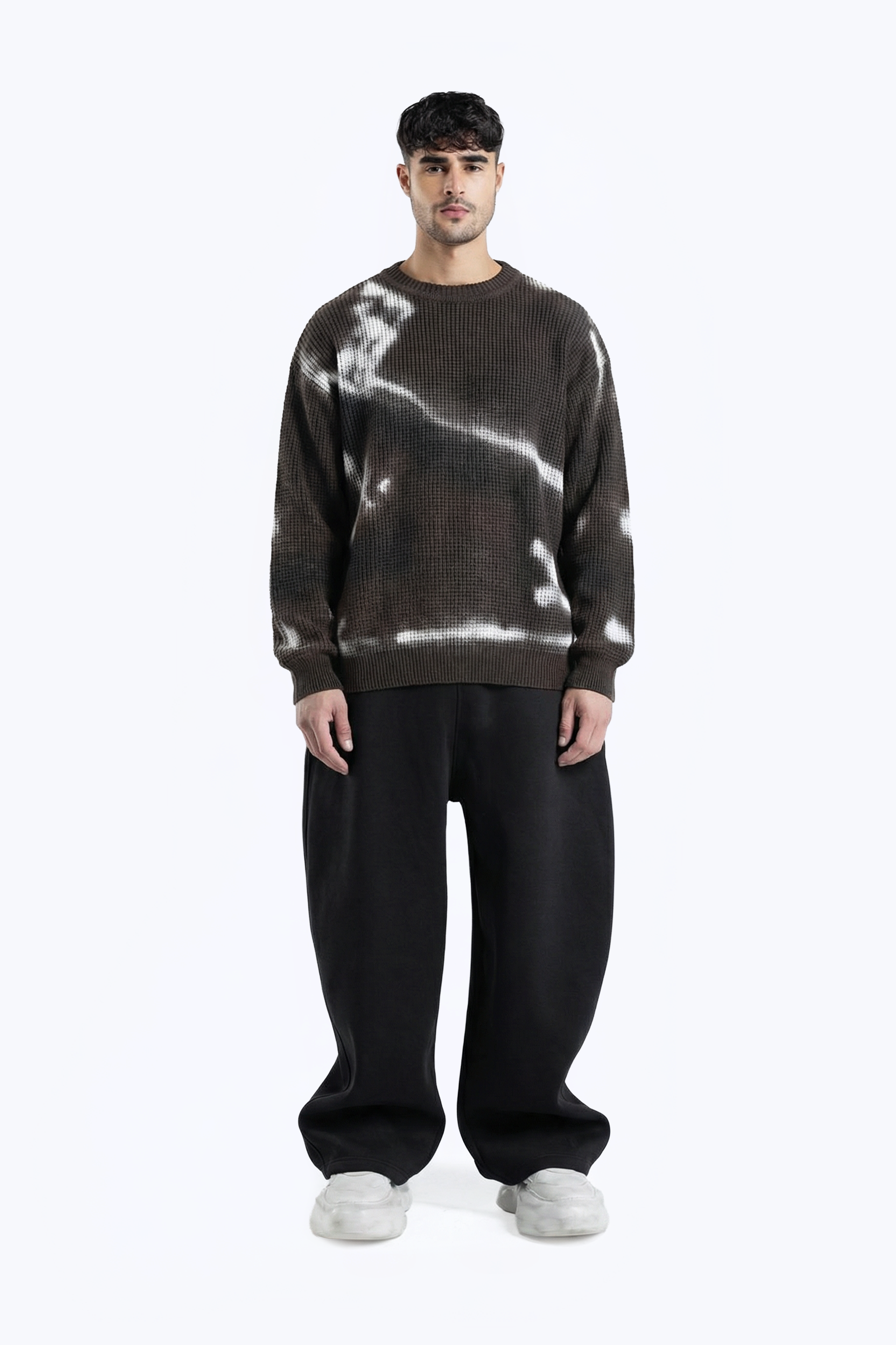 washed abstract print knitwear