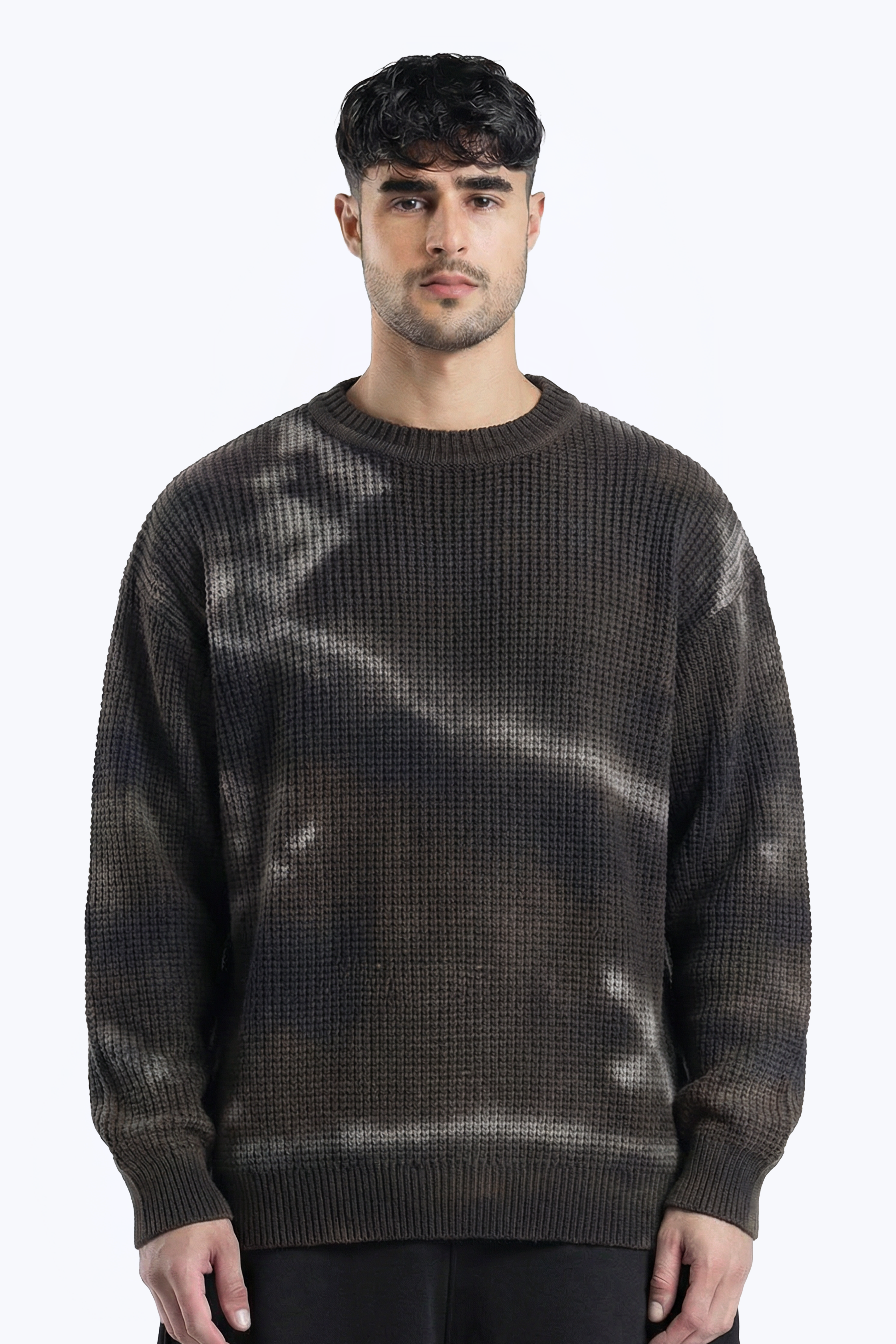 washed abstract print knitwear