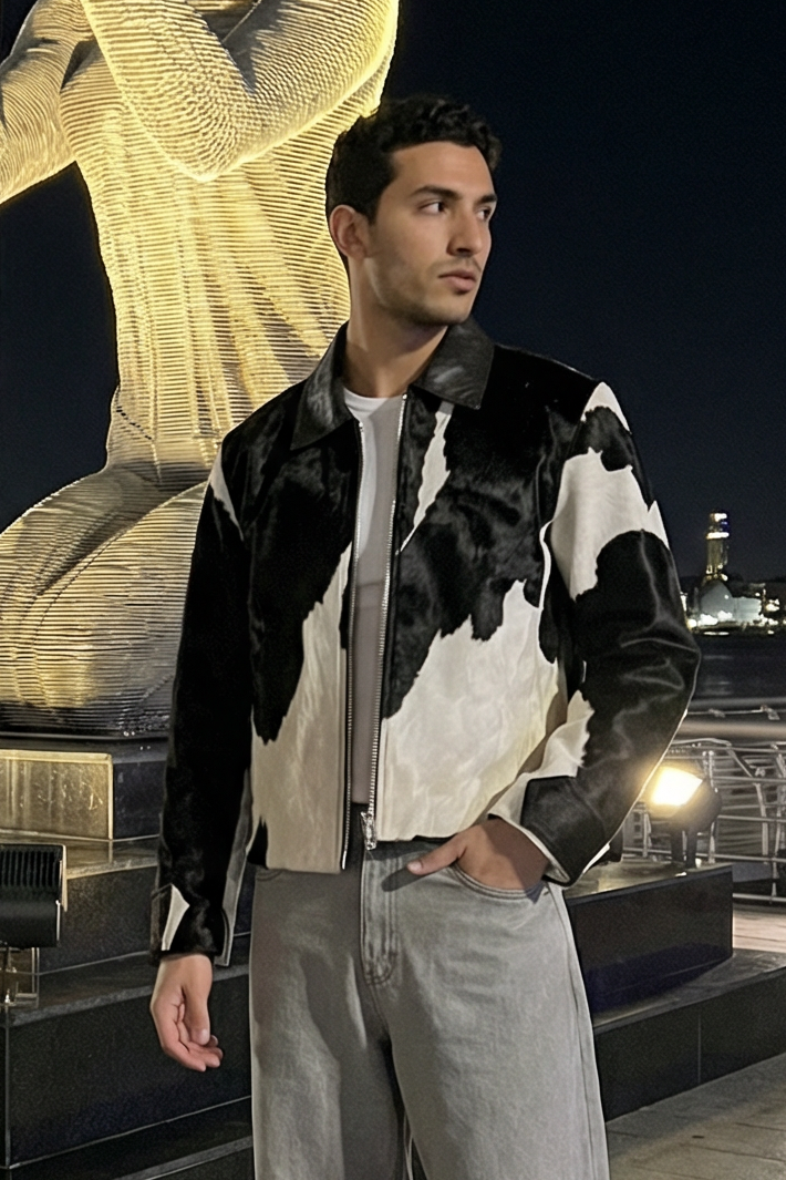 Cow hide natural leather jacket ( one of a kind )