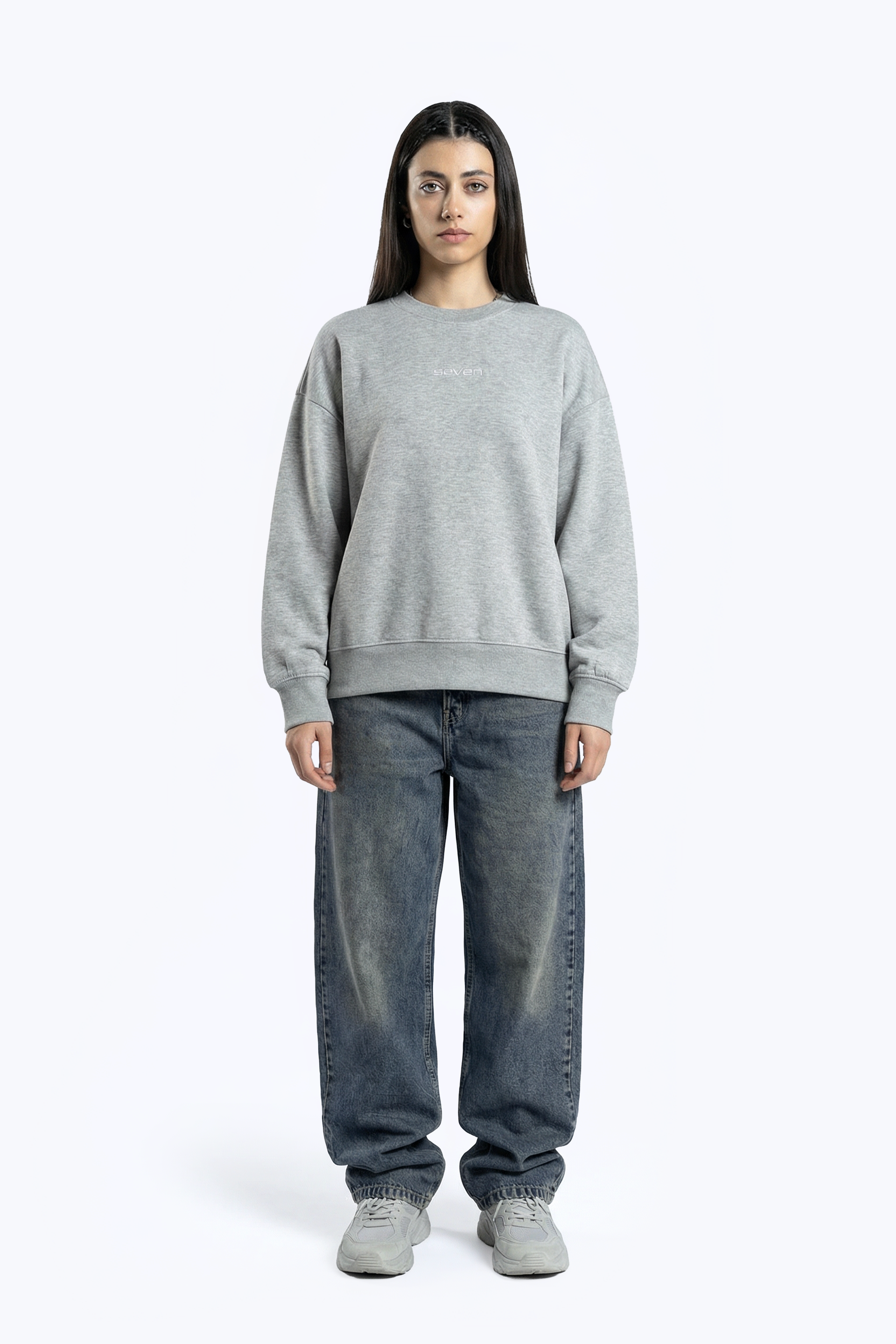 printed crew neck sweatshirt