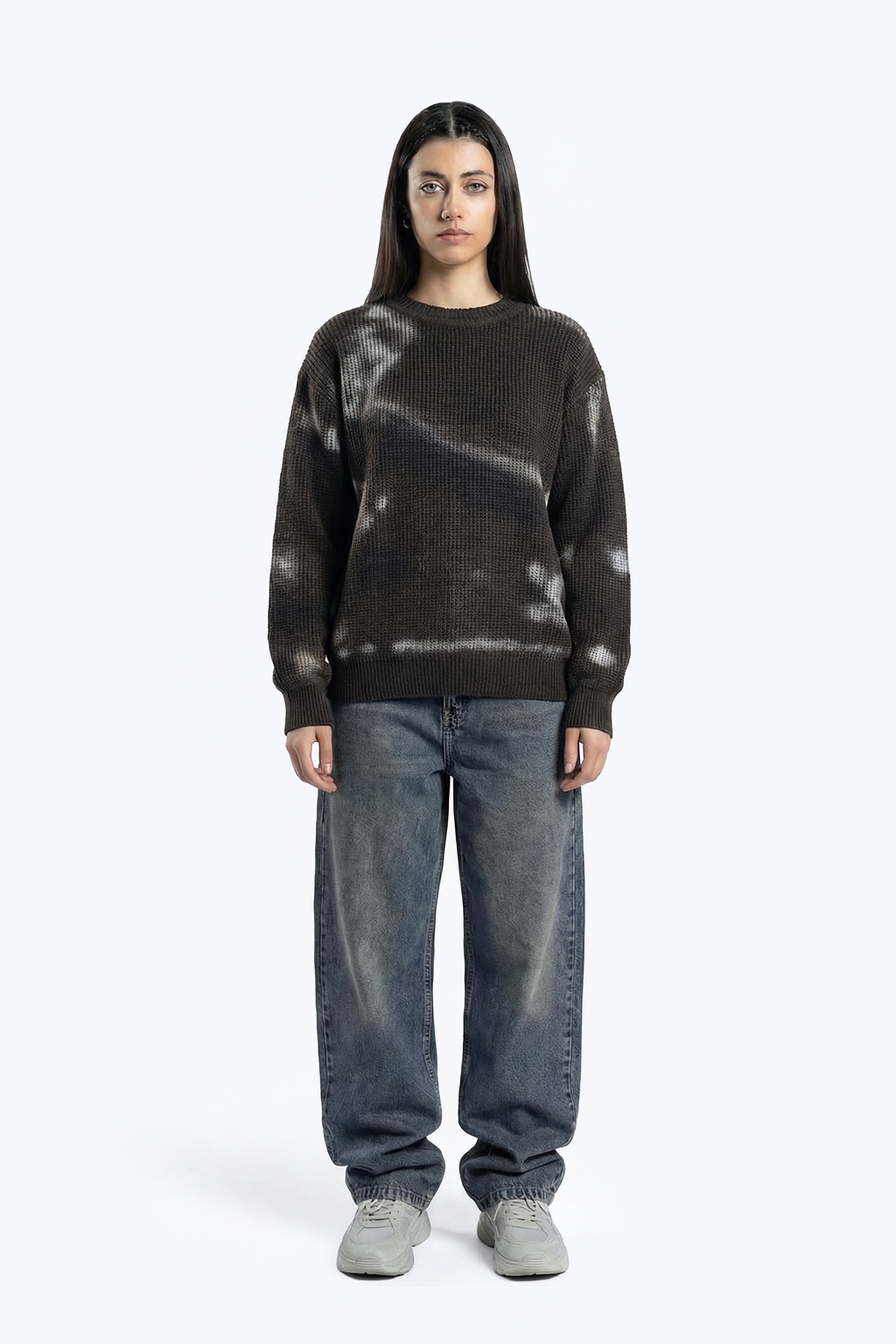 washed abstract print knitwear