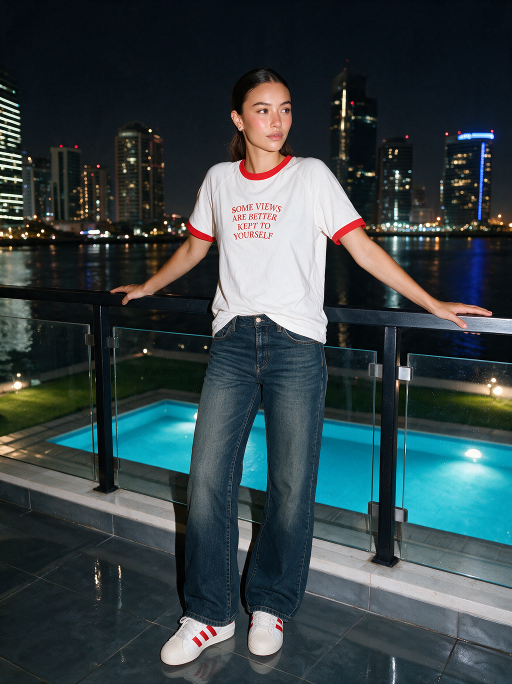 Some Views Graphic Ringer T-Shirt – WhiteXRed