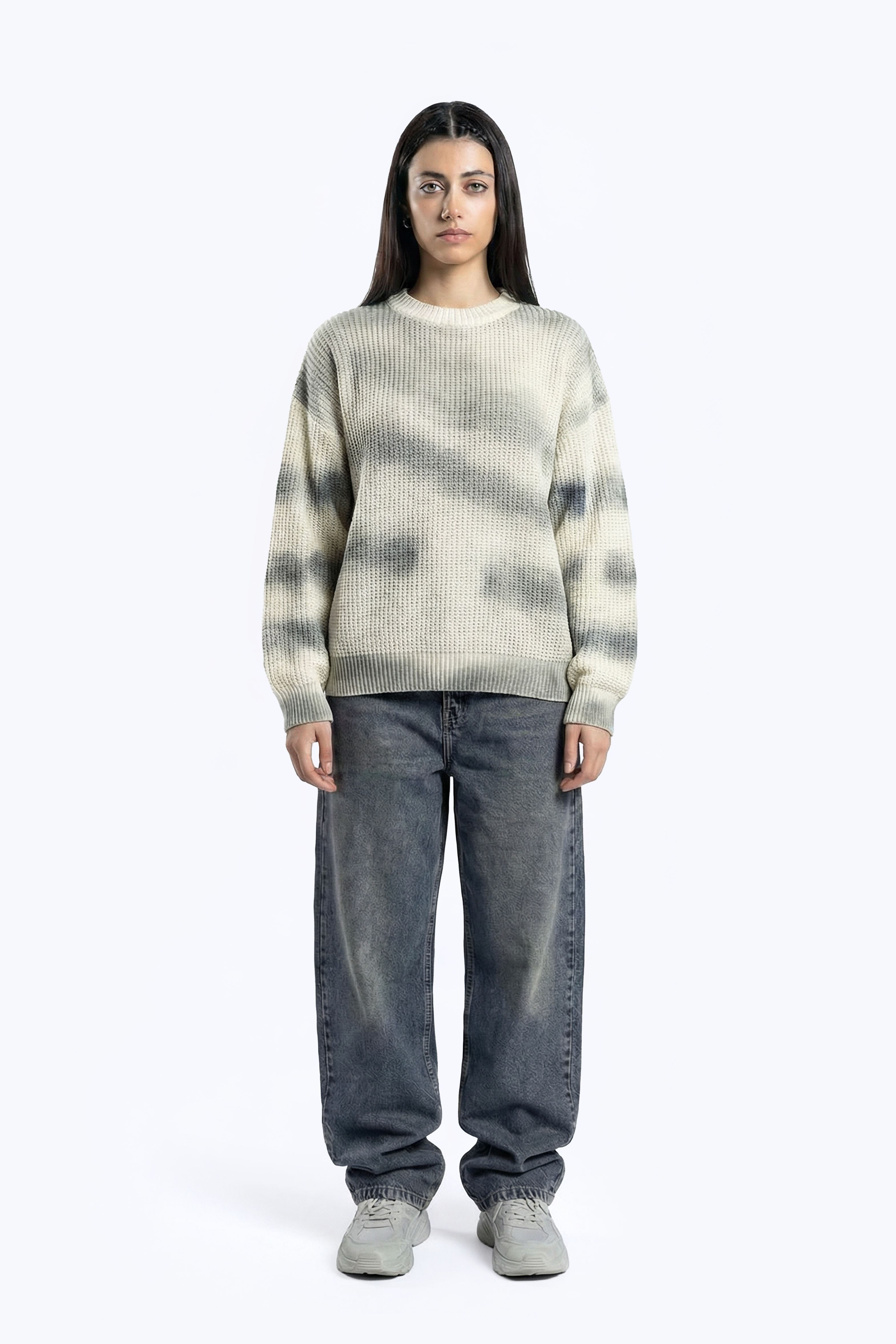 washed abstract print knitwear