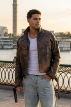 stone detailed distressed natural leather ( one of a kind )