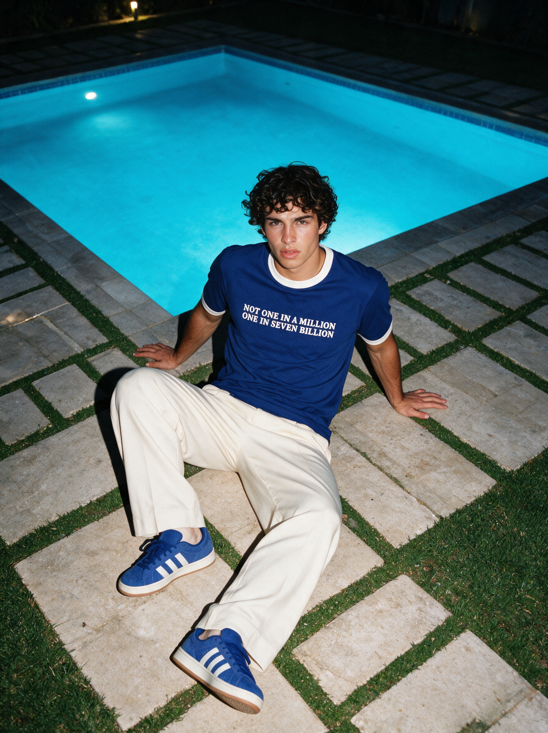 Seven Billion Graphic Ringer T-Shirt – Royal Blue