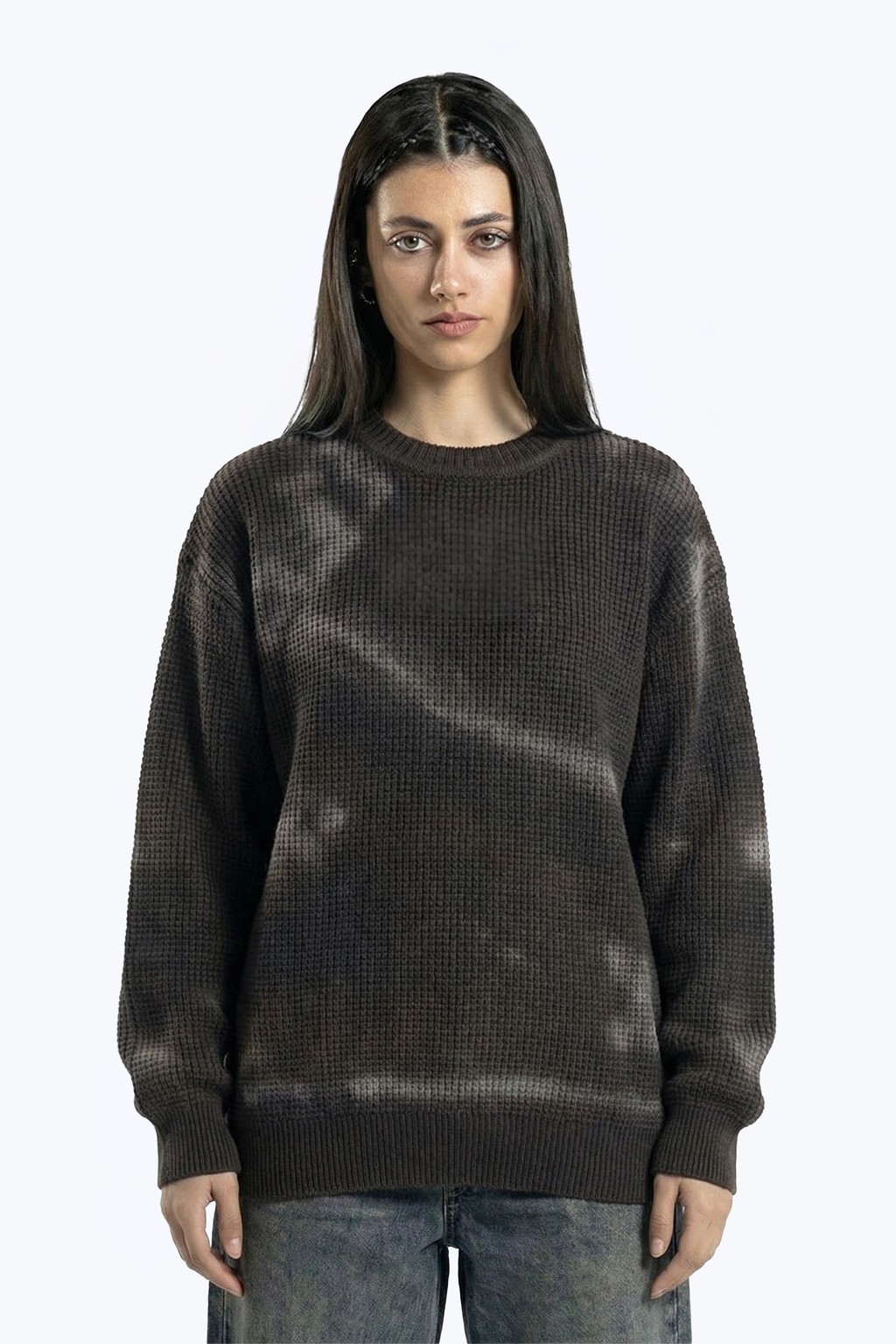 washed abstract print knitwear