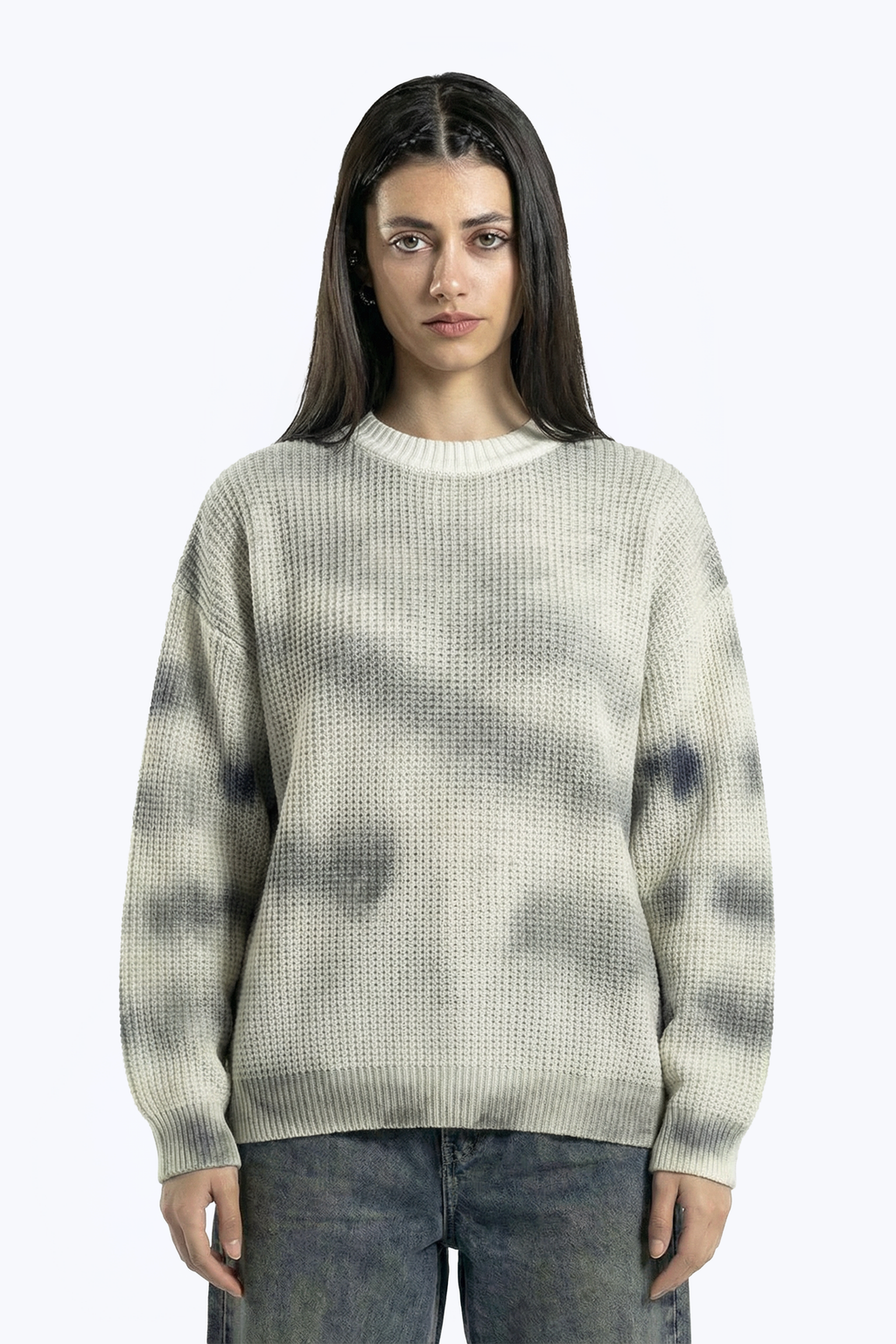 washed abstract print knitwear