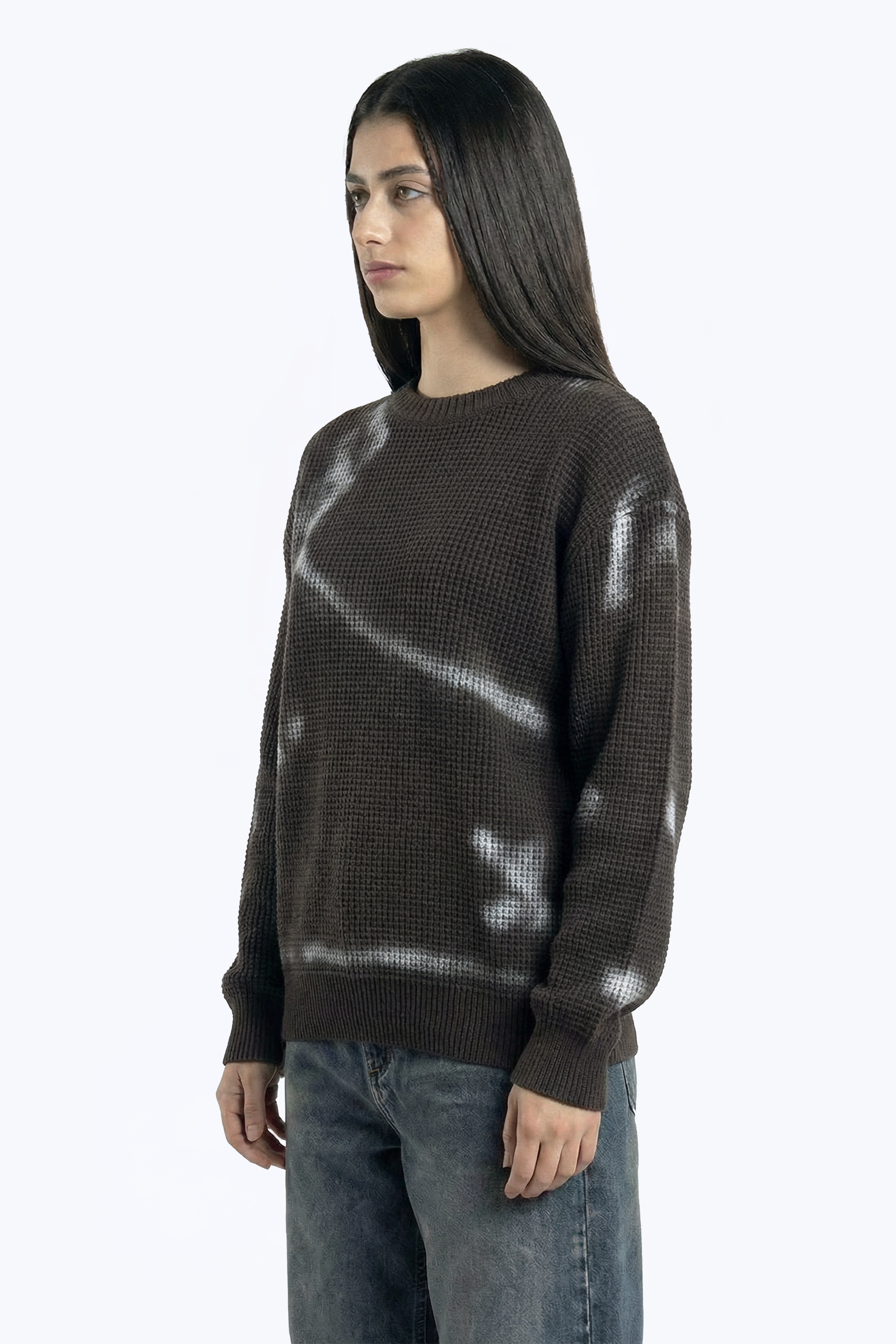 washed abstract print knitwear
