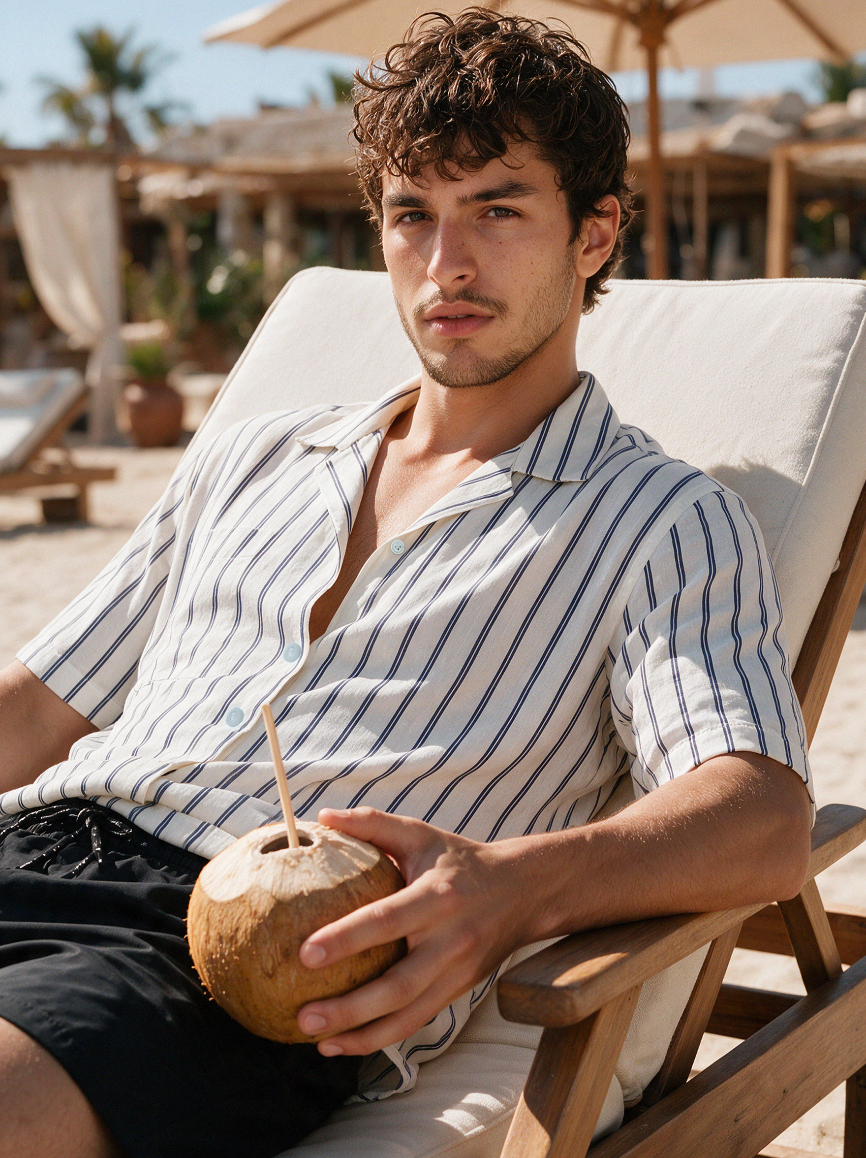 White Shirt Relaxed Fit Blue striped