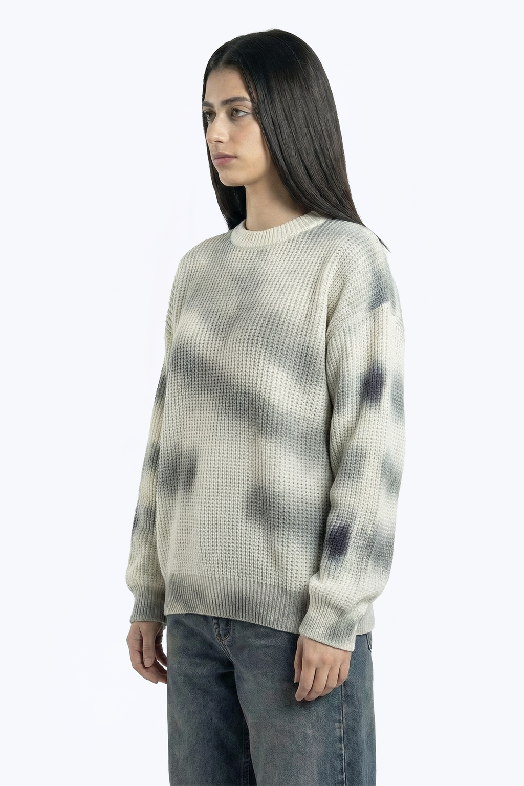 washed abstract print knitwear