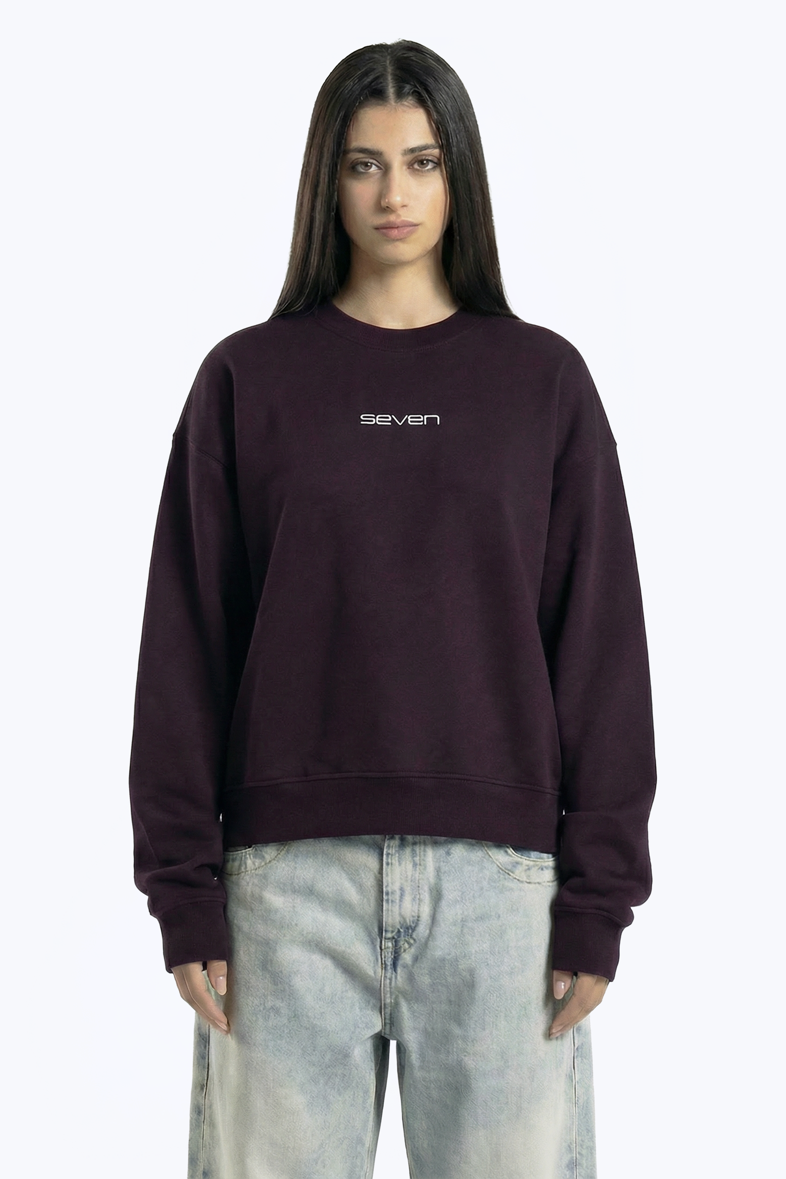 printed crew neck sweatshirt