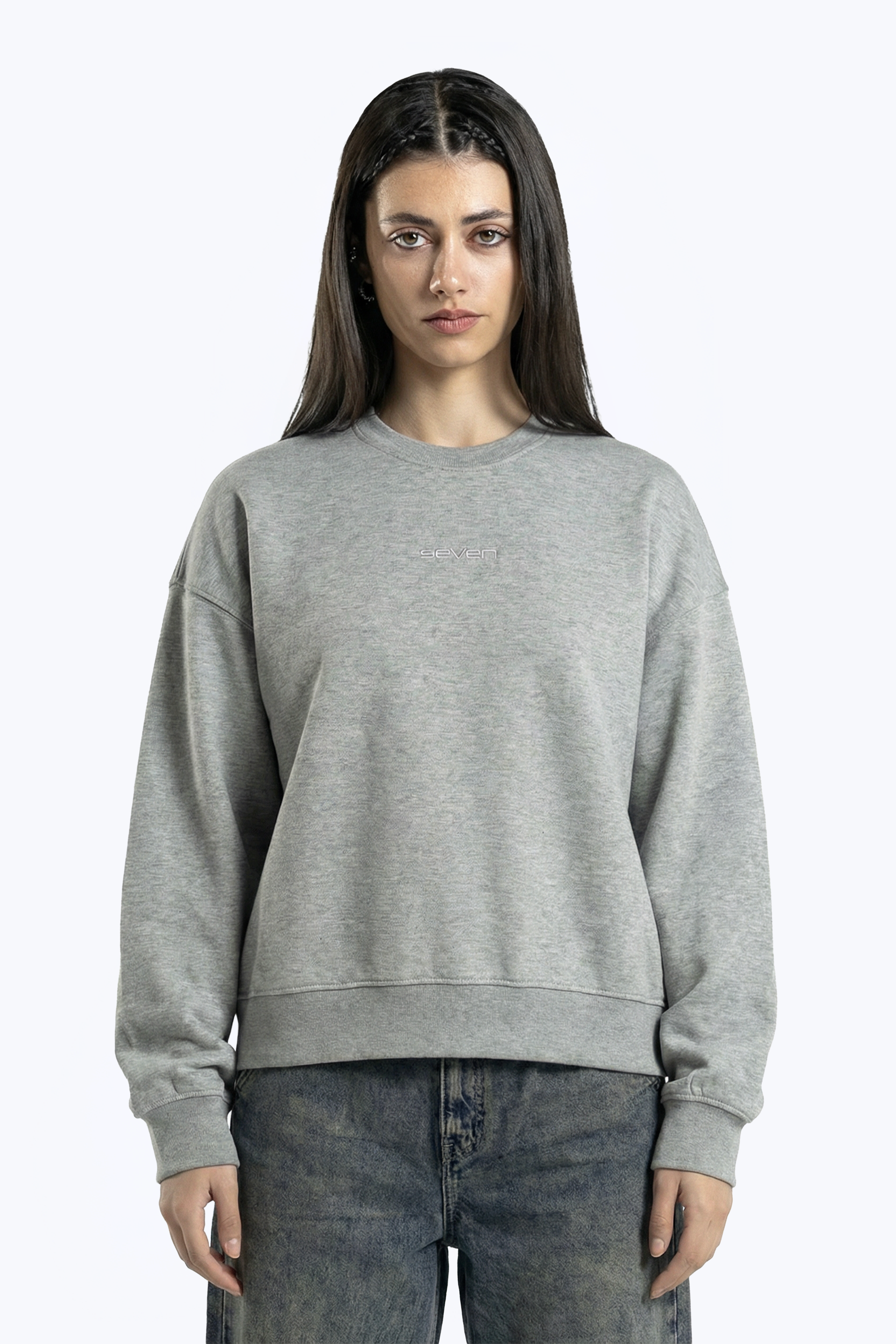 printed crew neck sweatshirt